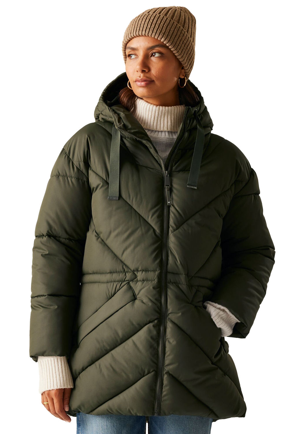 Khaki Rusey Quilted Padded Jacket, Image 5 of 5