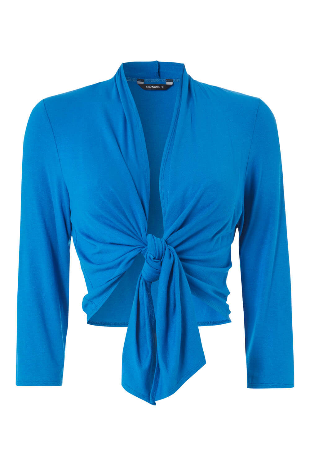 Royal Blue Tie Detail Jersey Shrug, Image 3 of 4