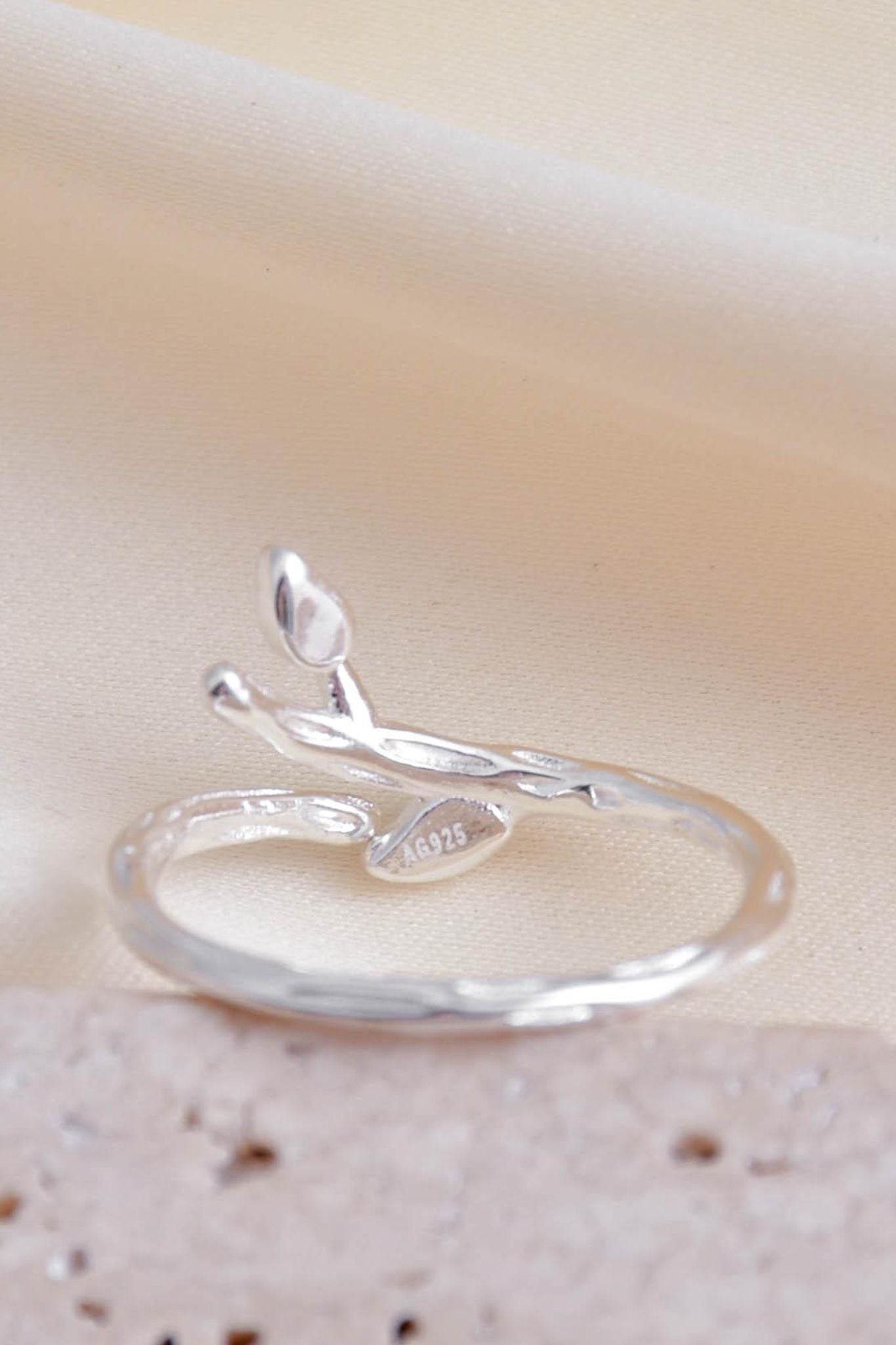 Silver Sterling Silver Leaf Wrap Ring, Image 4 of 4