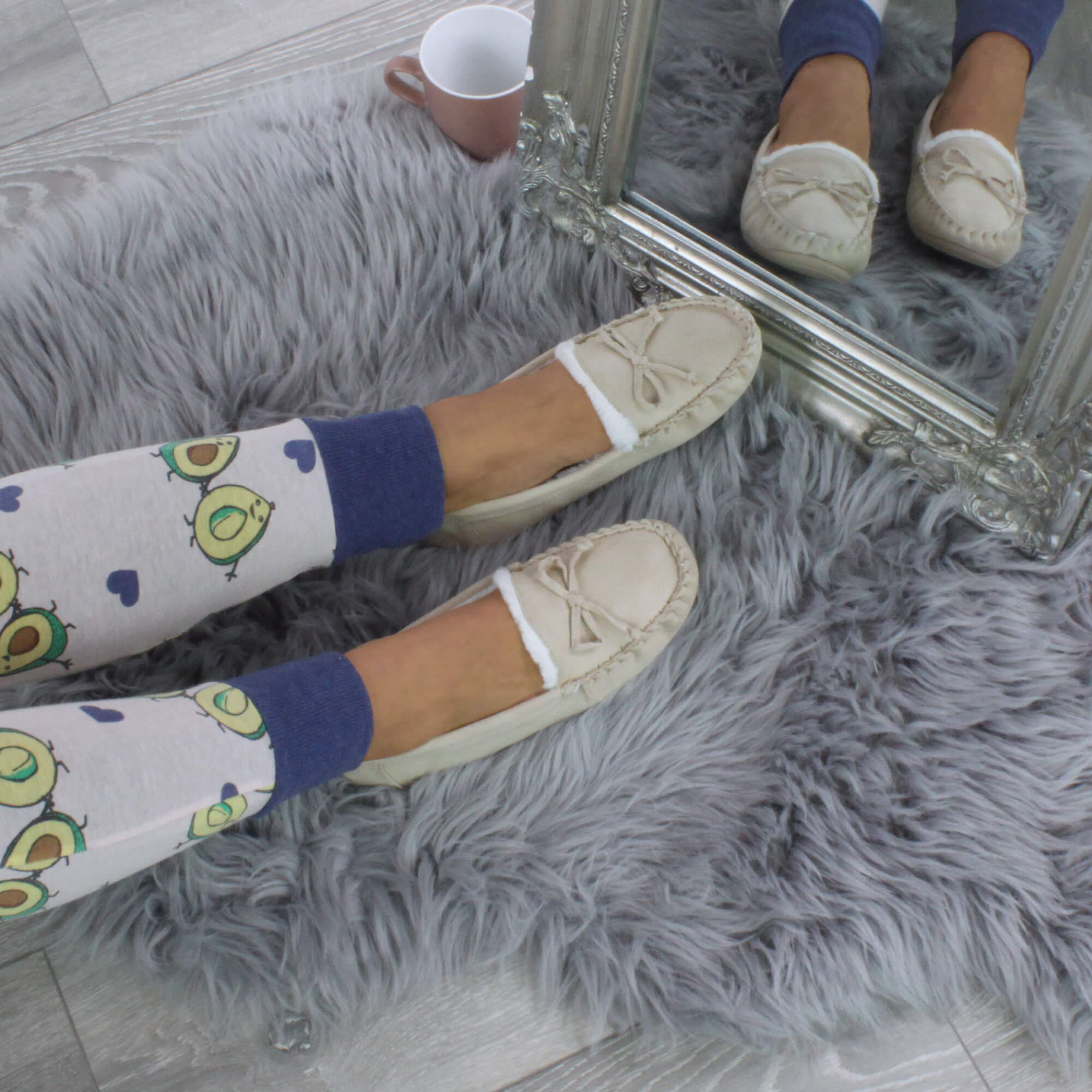 Beige Boat Shoes Moccasins Slippers, Image 4 of 5