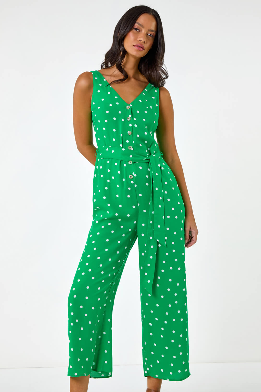 Pleated Chiffon Jumpsuit with Belt Dusk