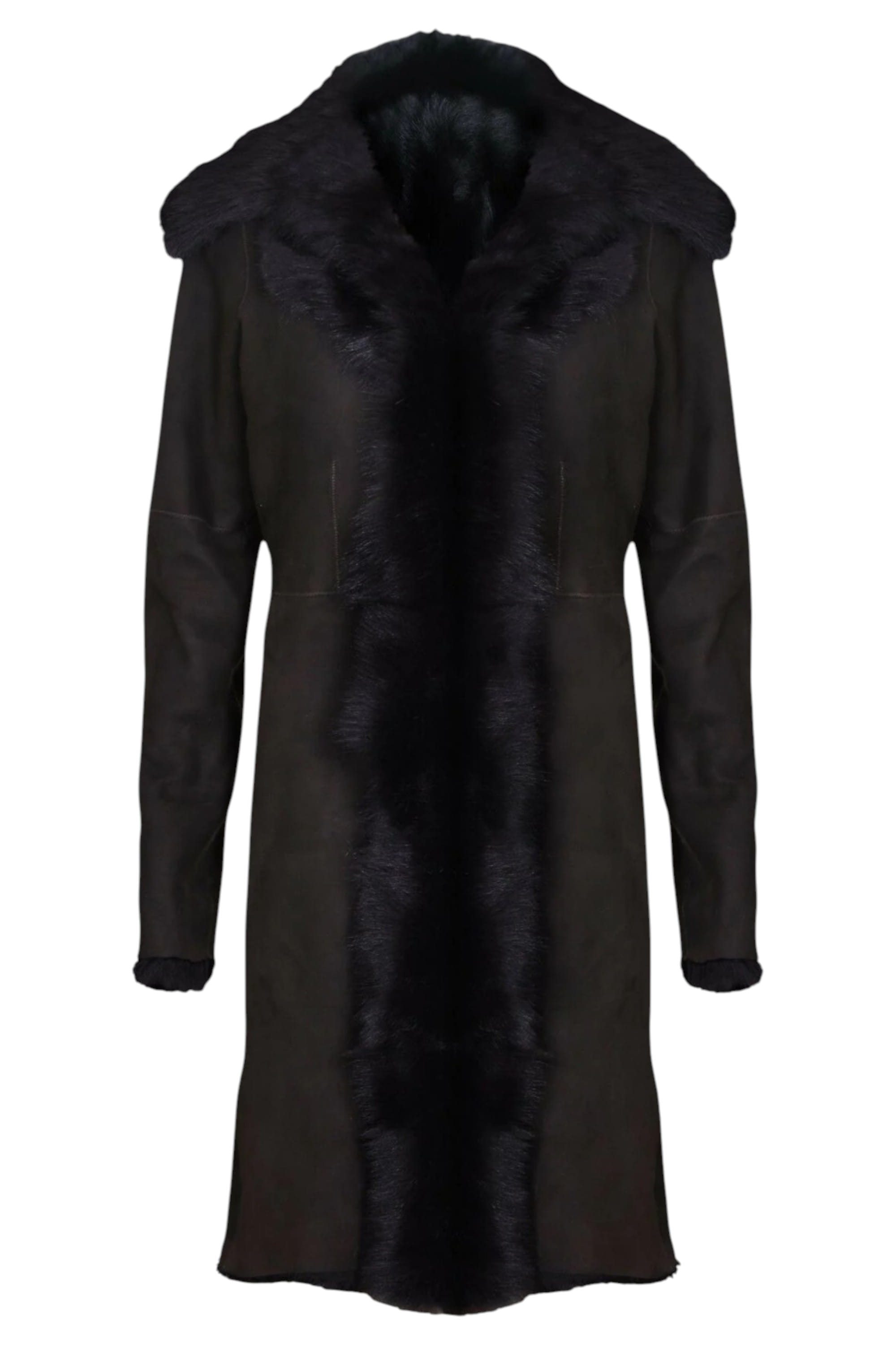 Dark Brown Toscana Sheep Suede Leather Trench Coat, Image 3 of 8