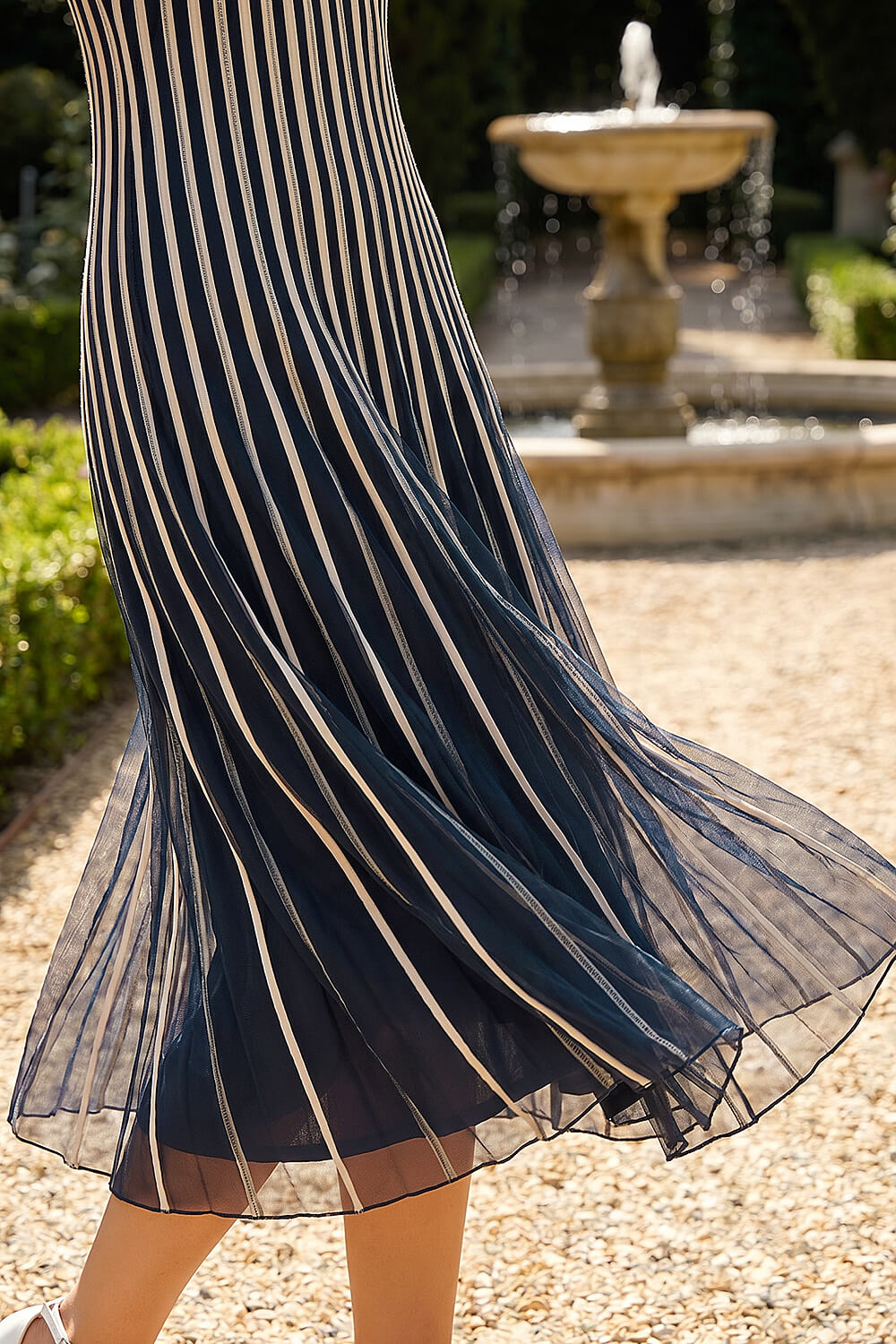 Navy Ribbon Mesh Midi Dress, Image 5 of 4
