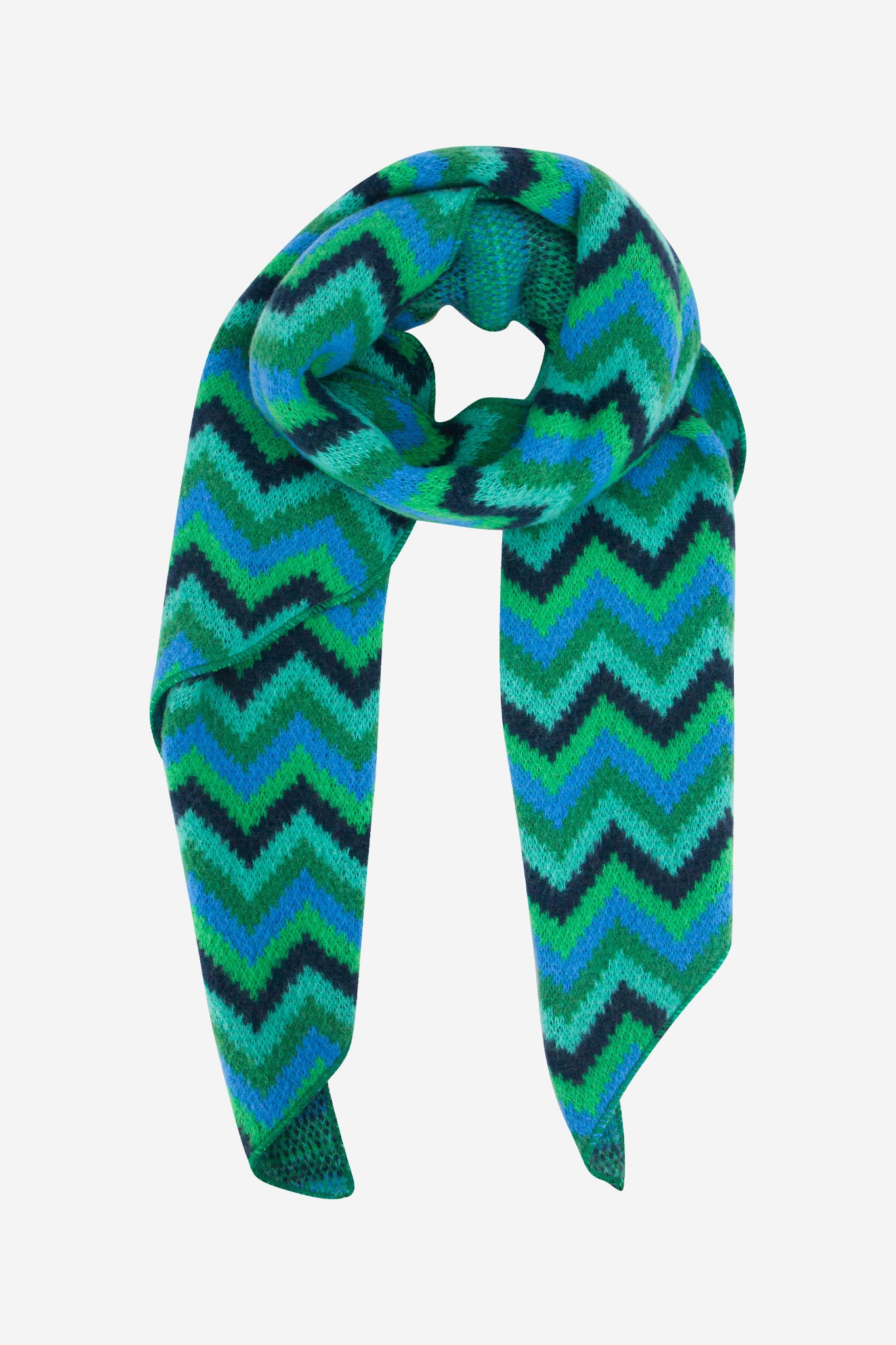 Green Zig Zag Stripe Winter Scarf, Image 1 of 5