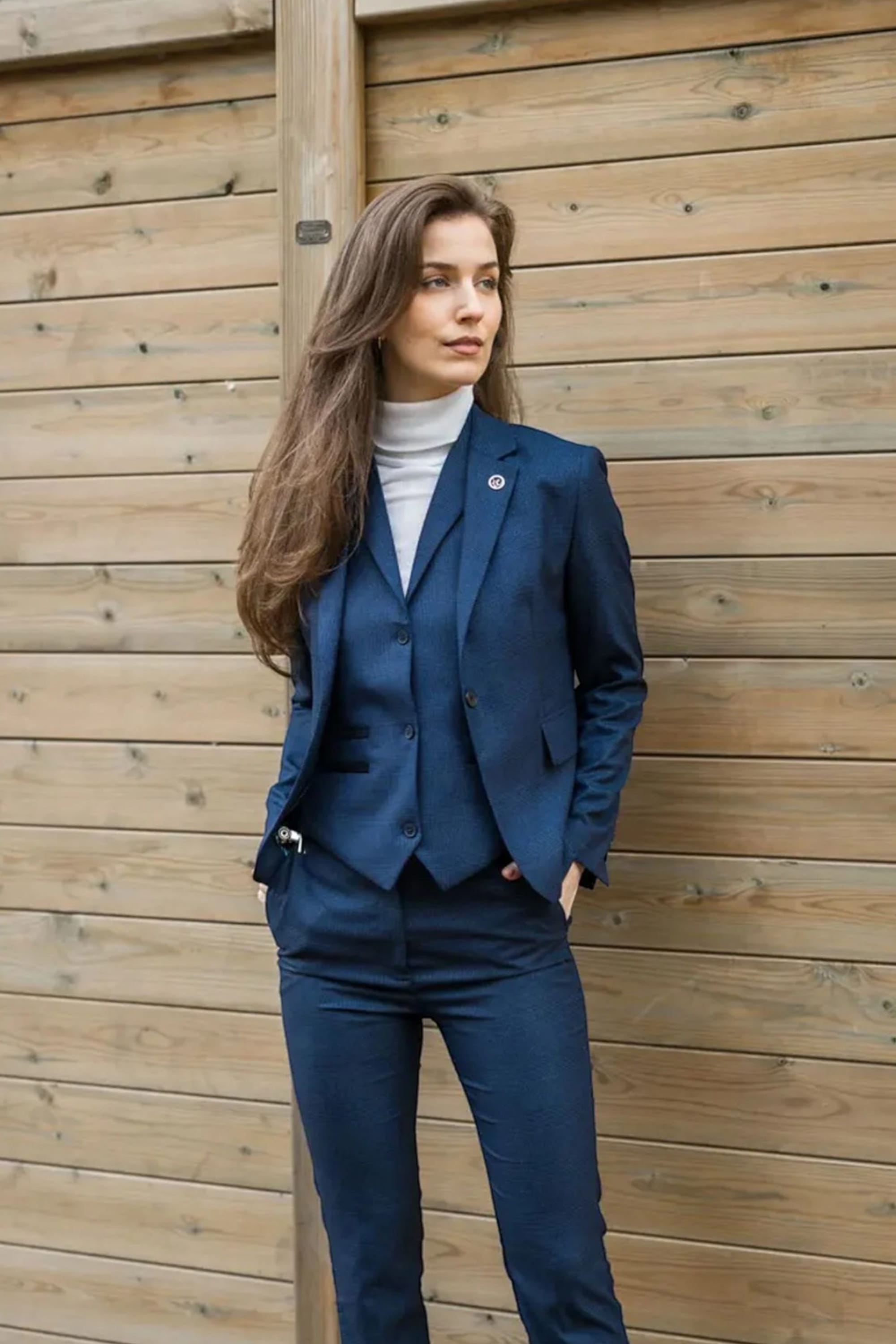 Navy Infinity Leather Navy 3 Piece in Prince of Wales Check Suit, Image 2 of 8