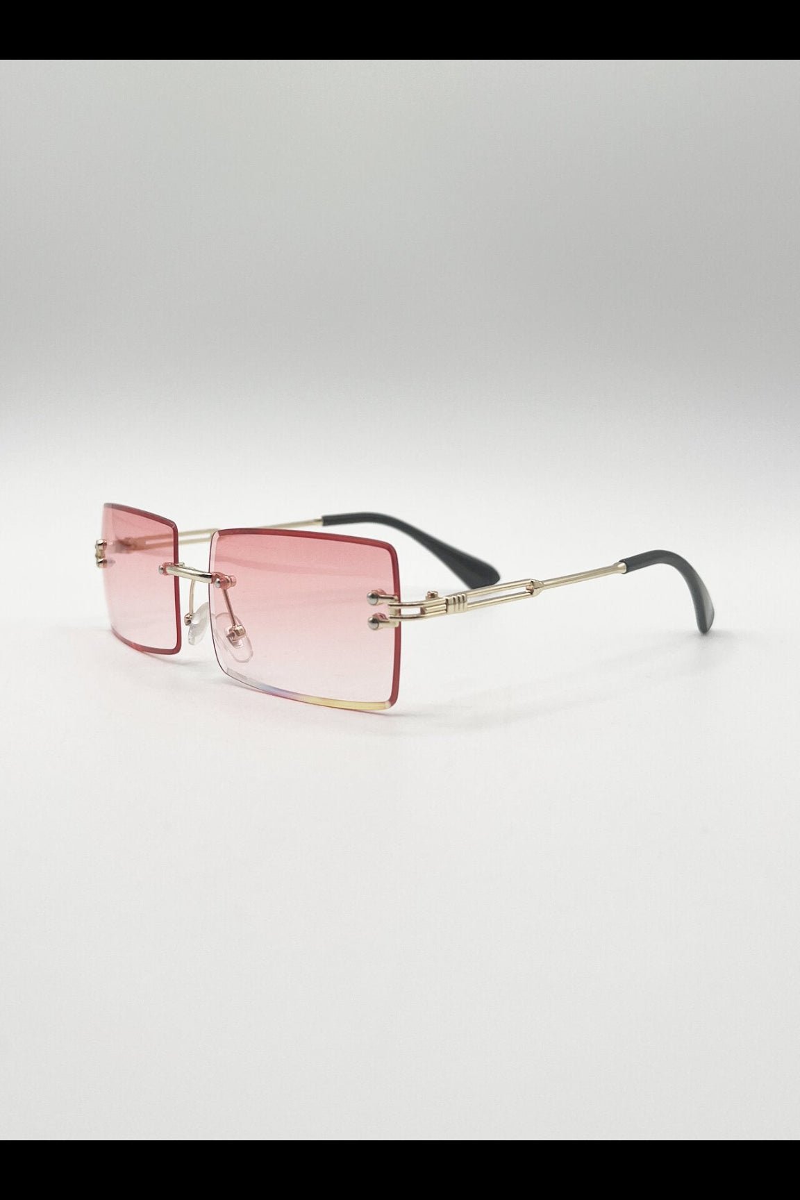 Pink Frameless Square Sunglasses in Pink, Image 3 of 6