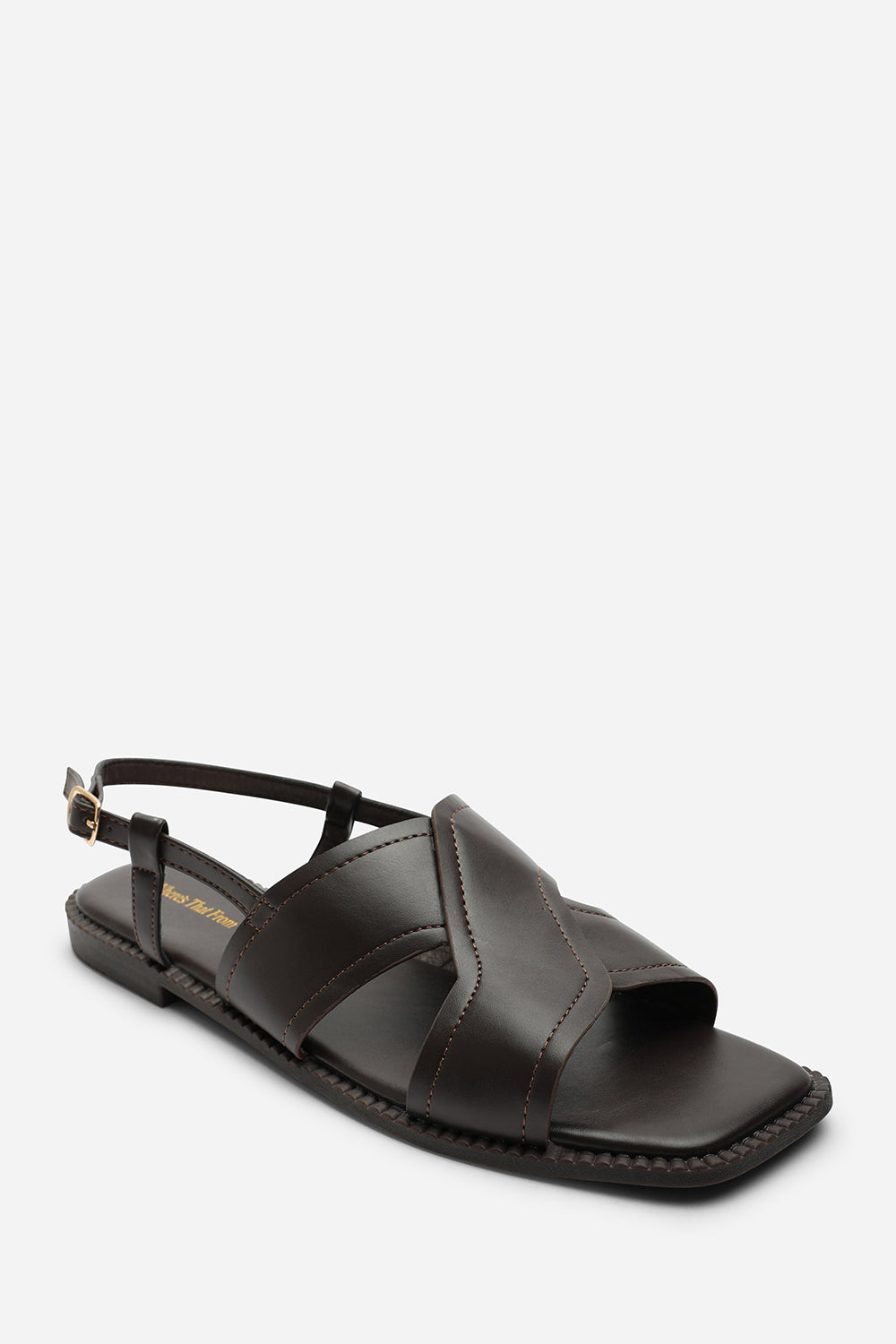 Dark Brown Where's That From Dark Brown Cavina Square Toe Slingback Sandals, Image 4 of 6