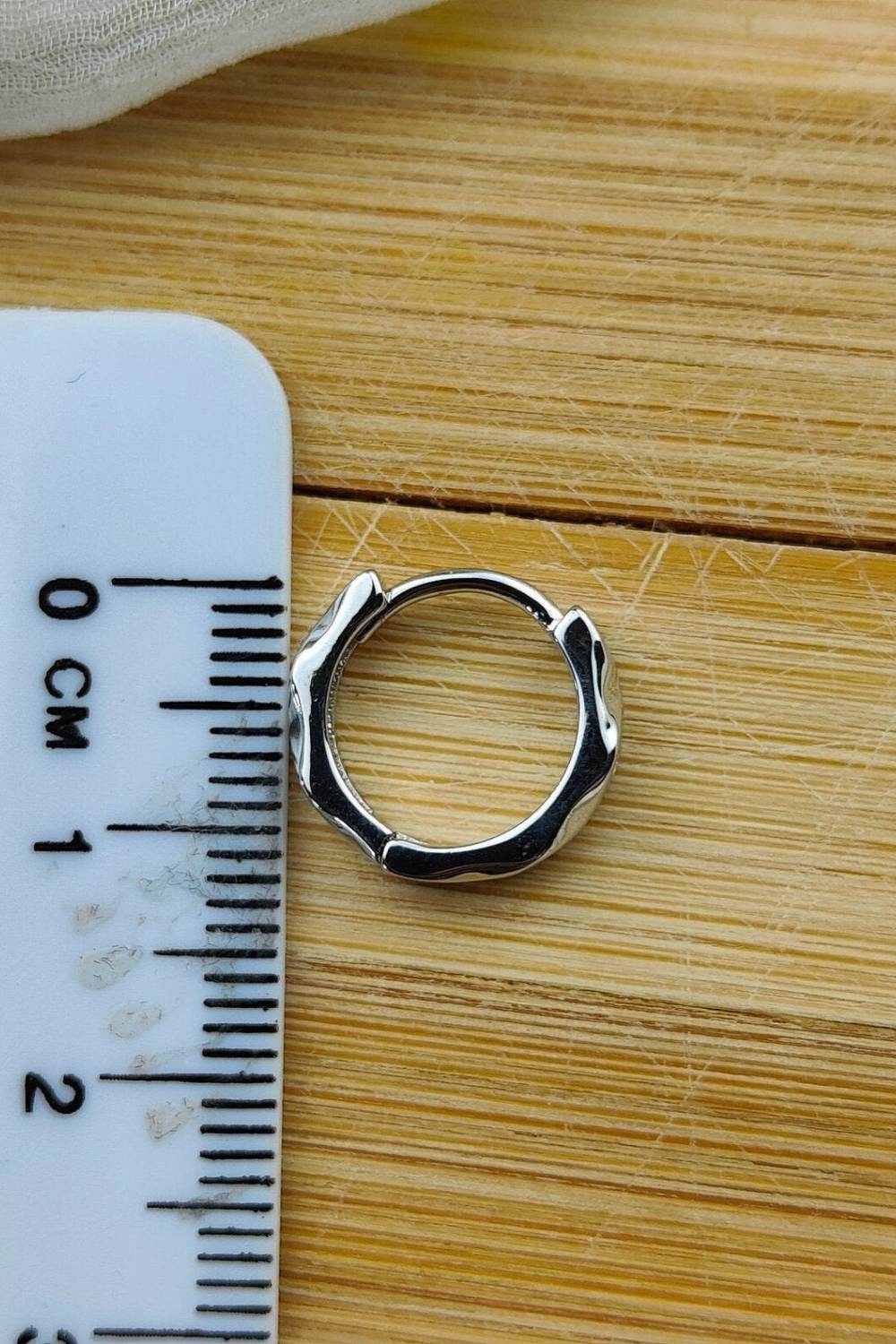 Silver Sterling Silver Hexagon Zircon Tiny Hoop Earrings, Image 3 of 3
