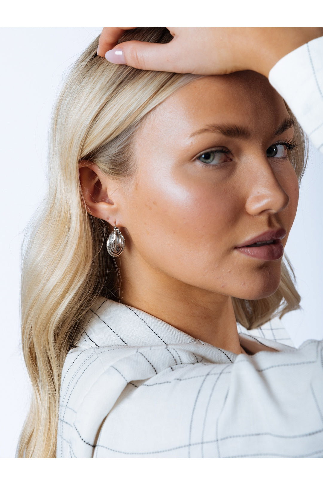 Silver Ribbed Hoops, Image 1 of 5