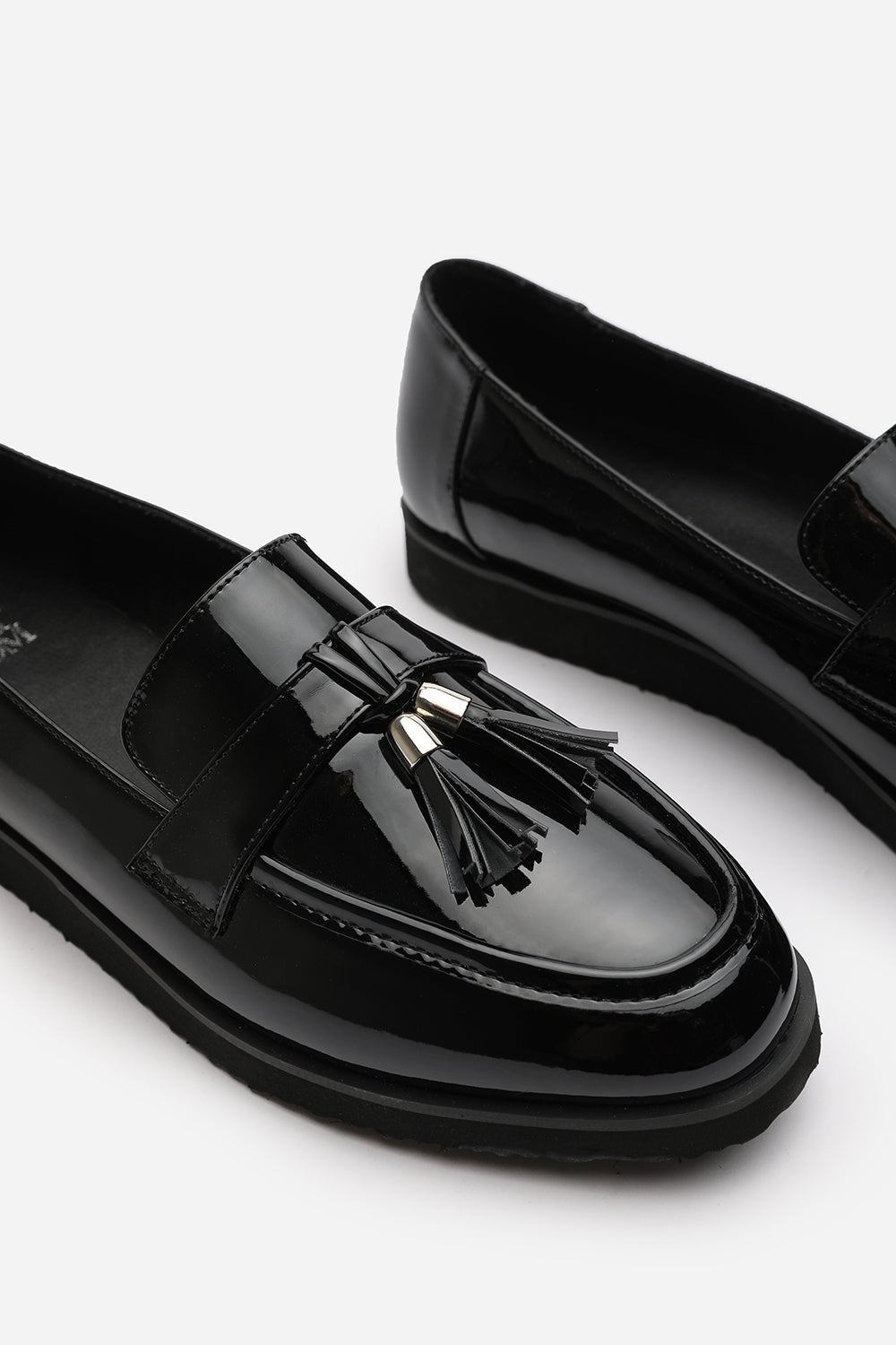 Black 'Lucy' Tasselled Slip On School Loafer, Image 4 of 5