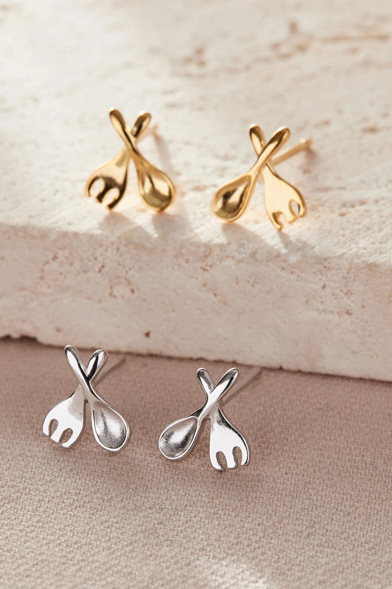 Silver Mia Gioielli Silver Sterling Silver Fork & Spoon Studs, Image 1 of 3