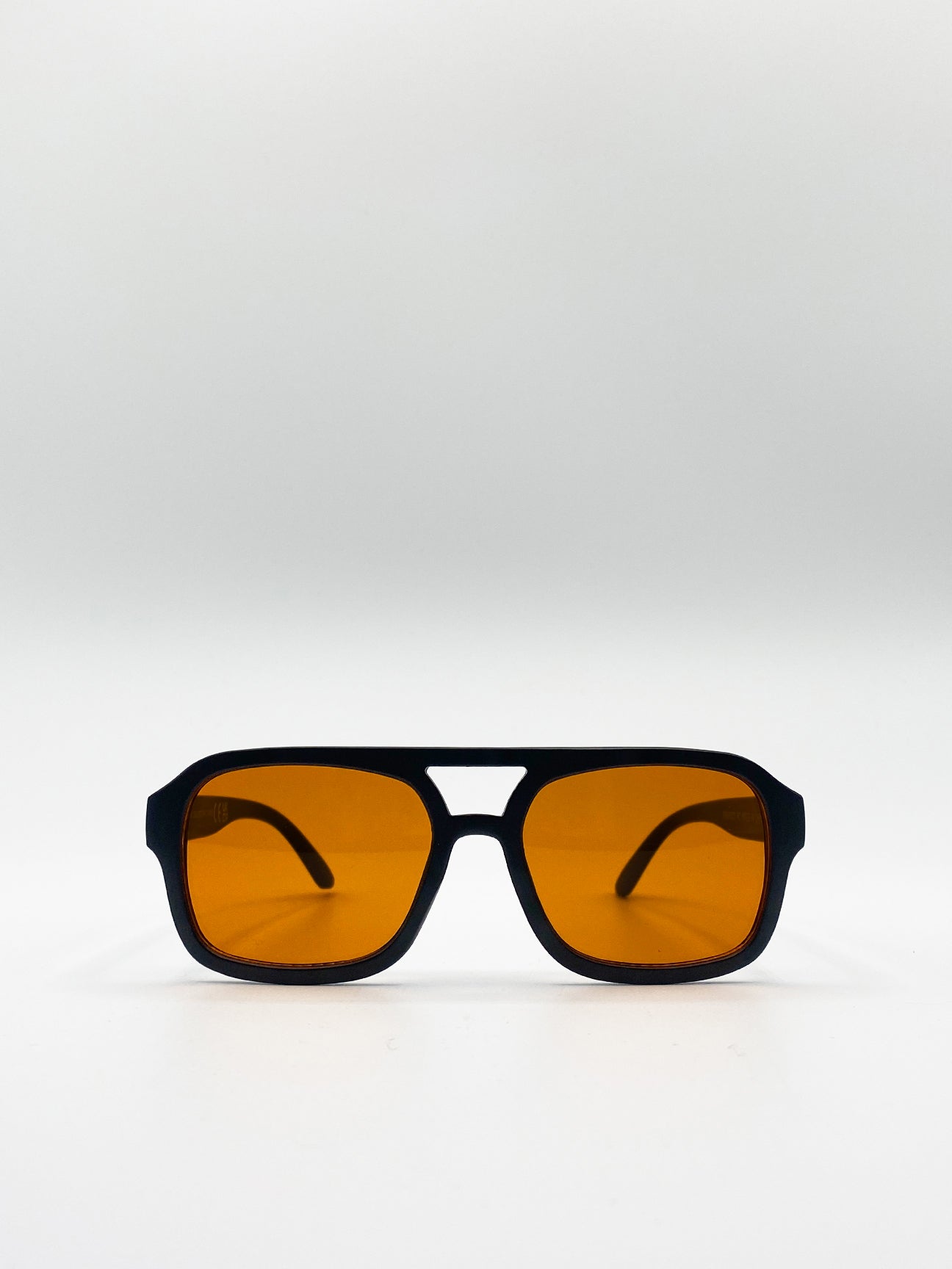 Orange 70's Navigator Sunglasses With Orange Lenses, Image 1 of 4