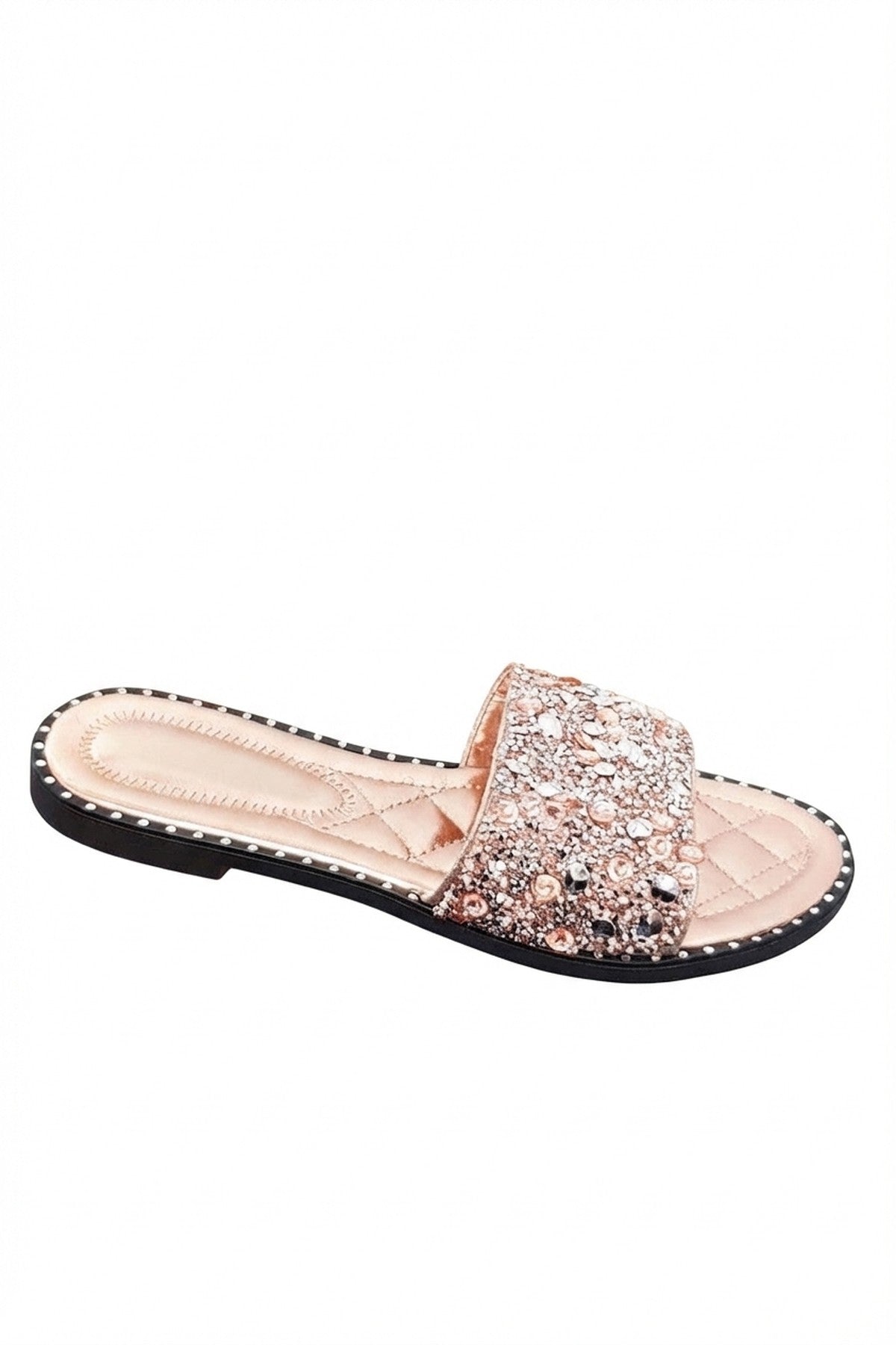 Black Sofie Embellished Slip On Sandals
