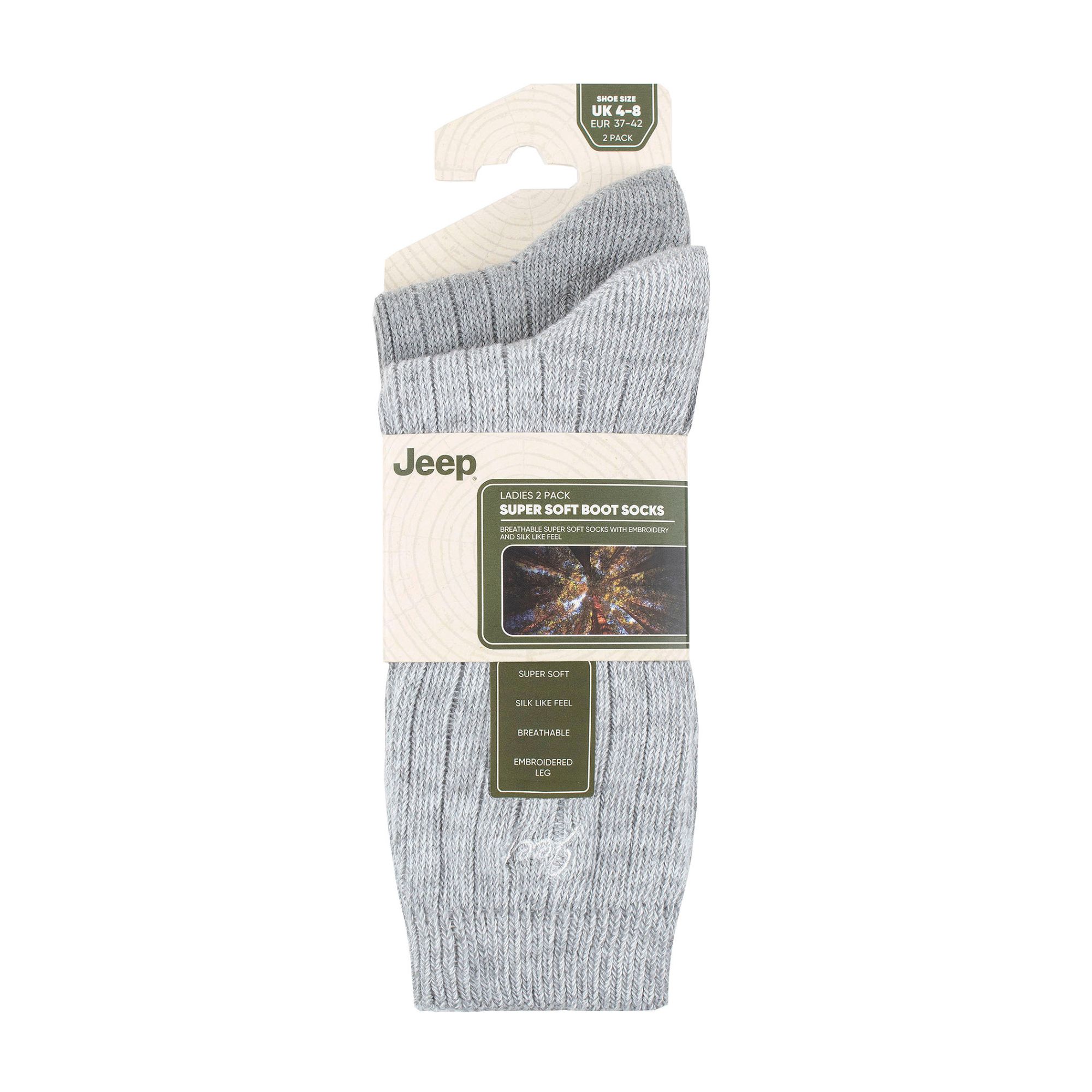 Grey 2 Pack Performance Polyester Boot Socks, Image 3 of 3
