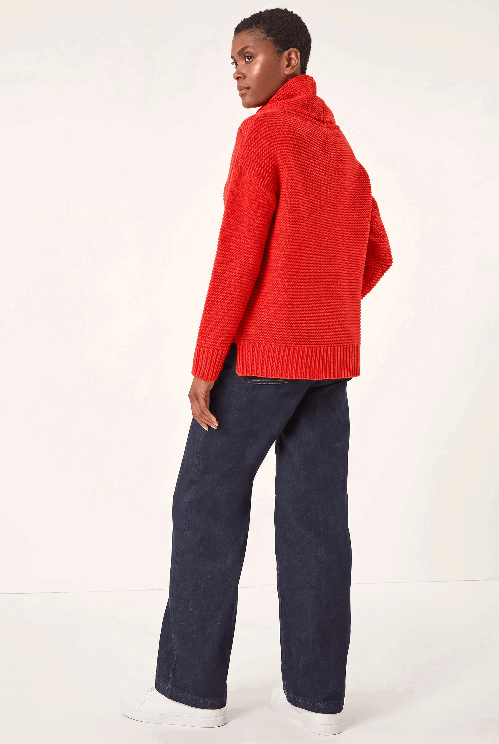 Red Textured Cowl Neck Jumper, Image 4 of 7