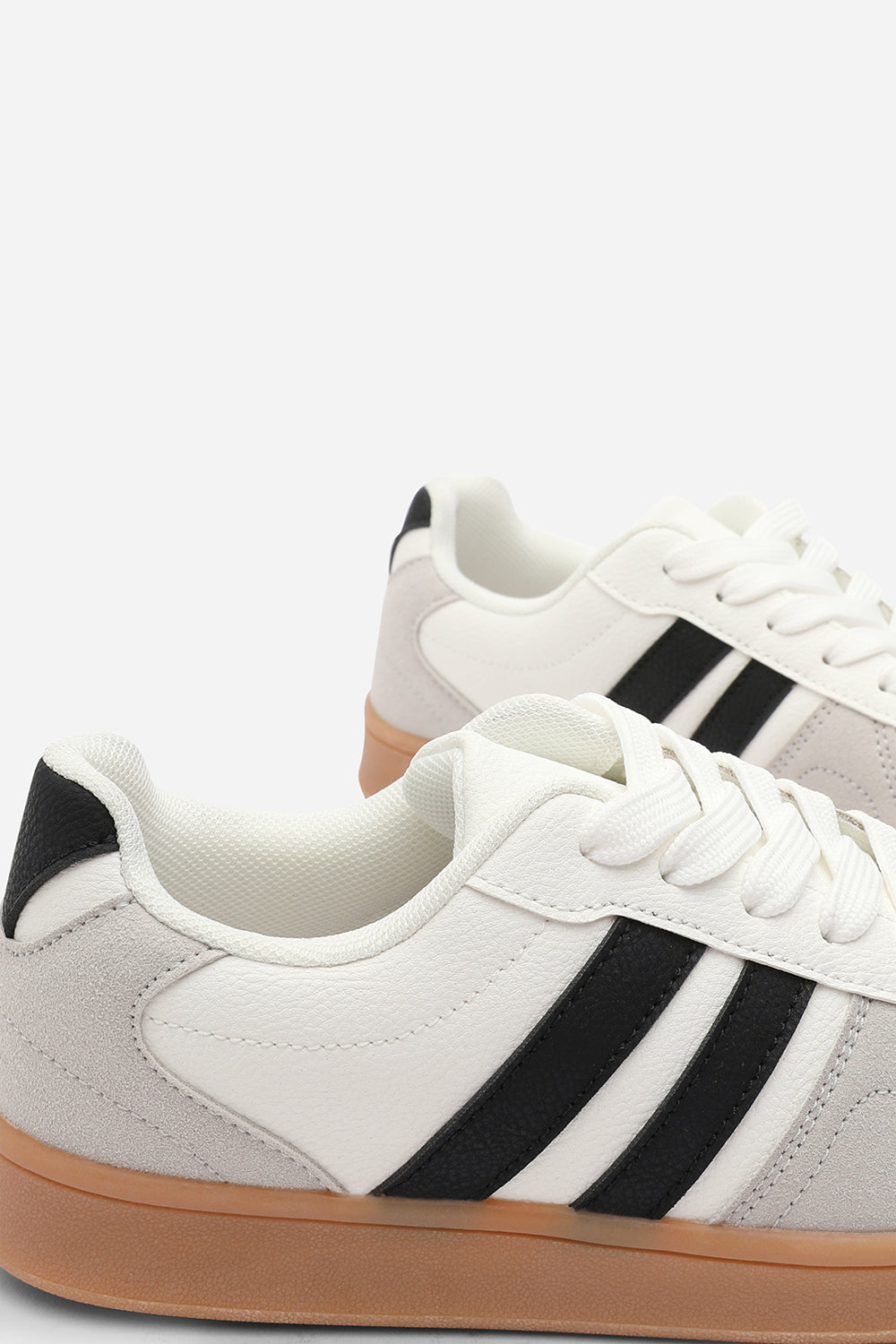 White 'Xia' Classic Retro Lace Up Trainer with Stripes, Image 6 of 8