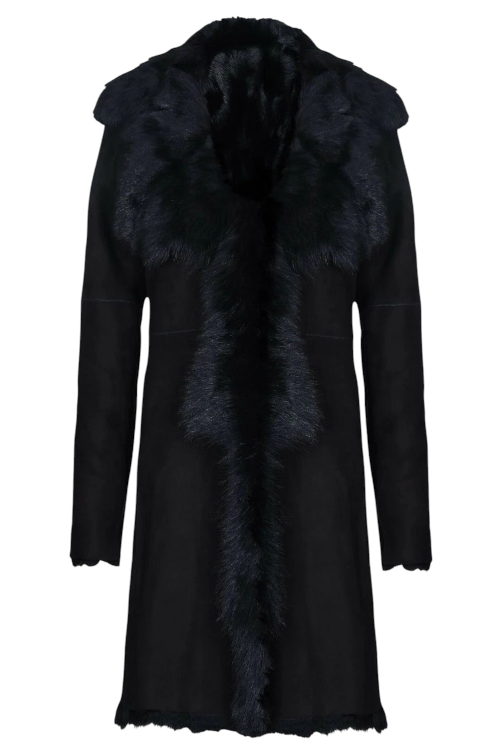 Black Toscana Sheep Suede Leather Trench Coat, Image 2 of 8