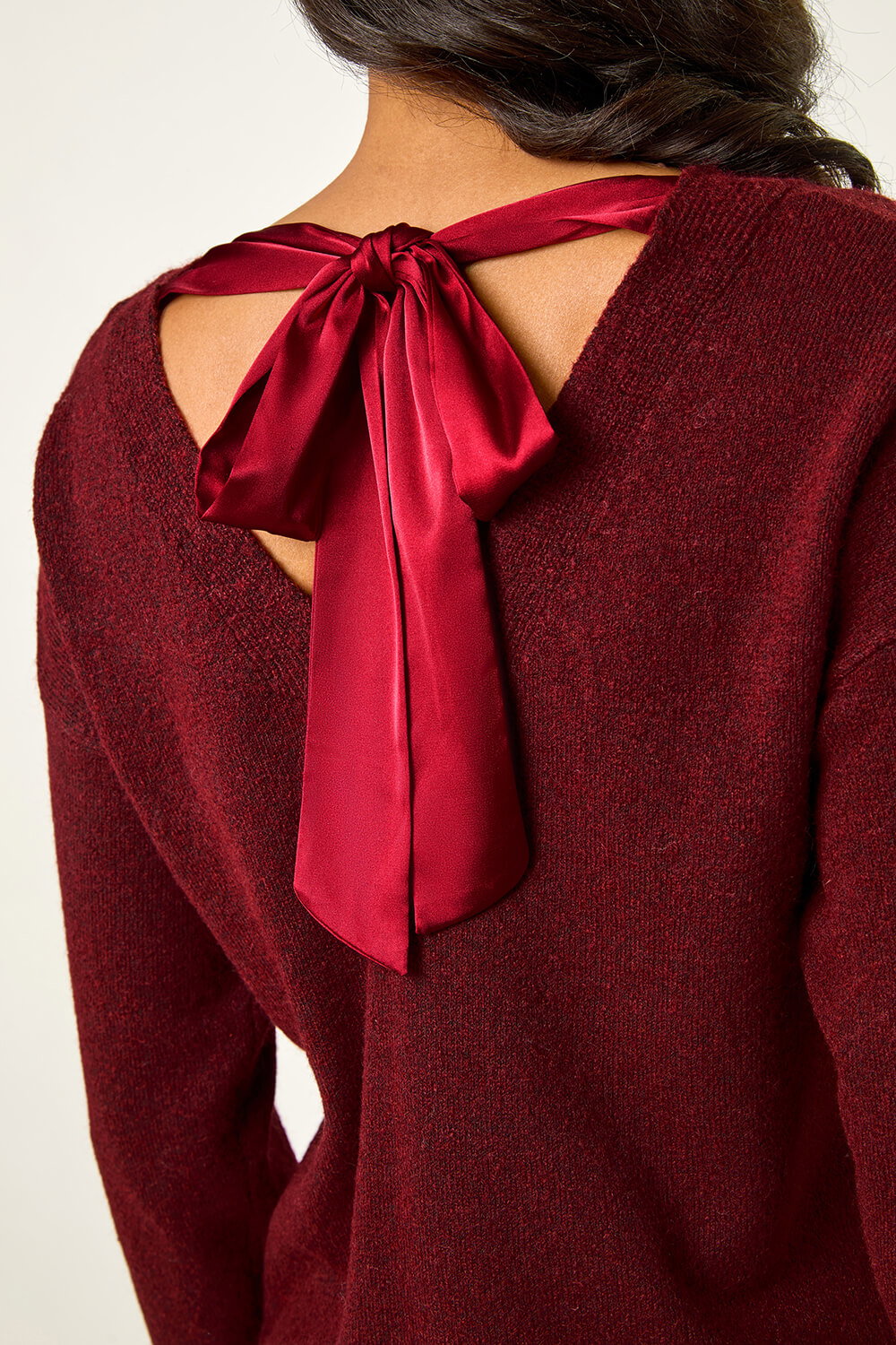 Red Ribbon Bow Tie Back Jumper, Image 6 of 5