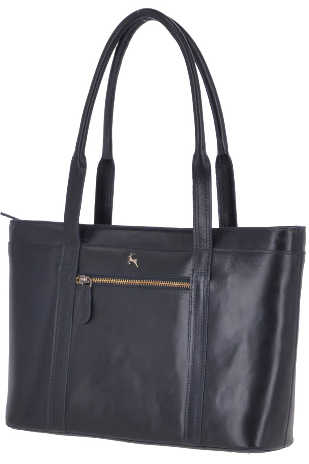 Navy Ashwood Leather Navy Vegetable Tanned Real Leather Tote Bag, Image 2 of 3