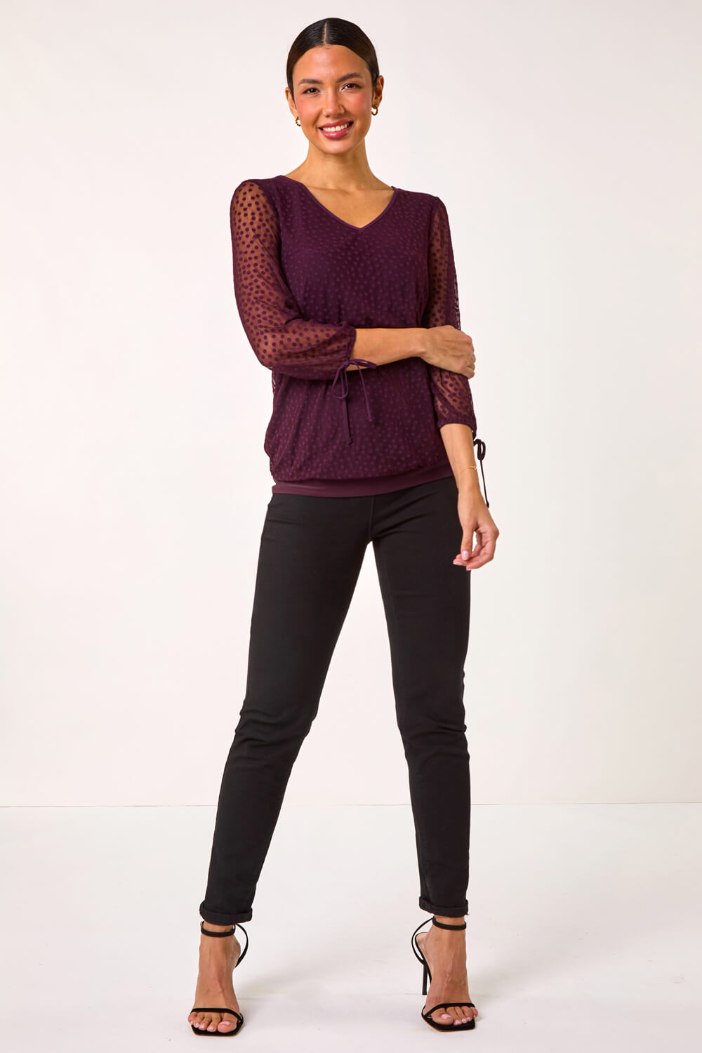 Aubergine Spot Burnout Overlay Top, Image 3 of 5
