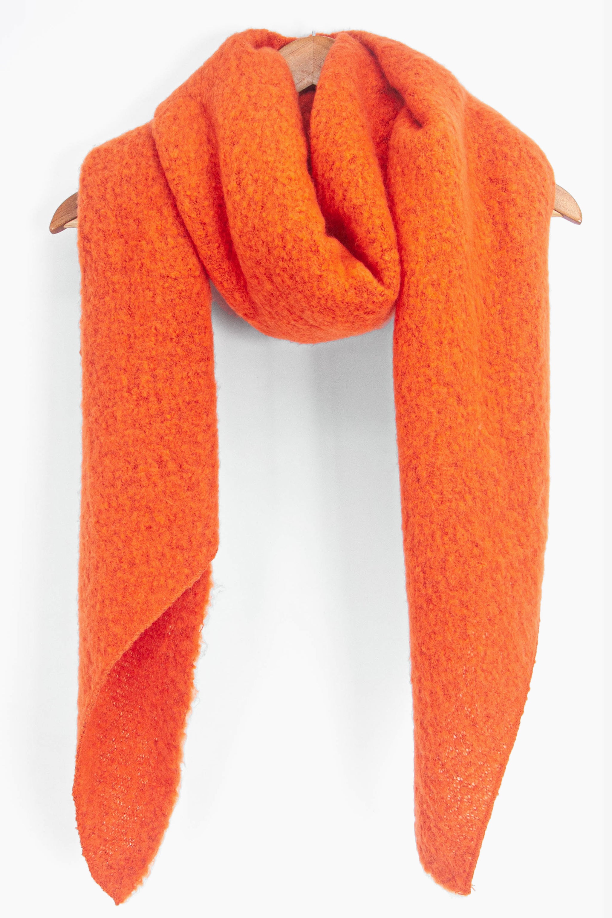 Orange Plain Heavyweight Asymmetric Winter Scarf, Image 3 of 4