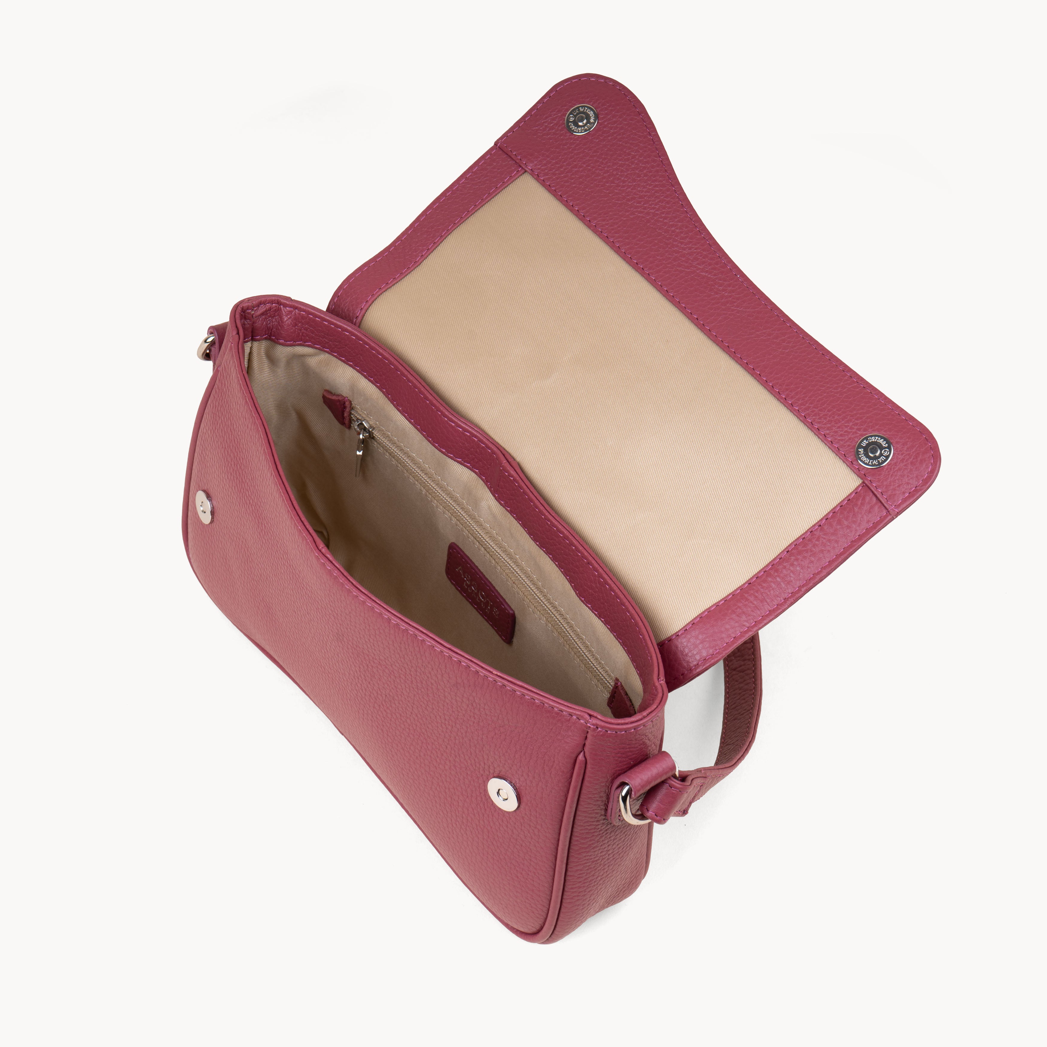 Pink 'BEVERLY' Pebble Grain Real Leather Shoulder Bag, Image 3 of 4