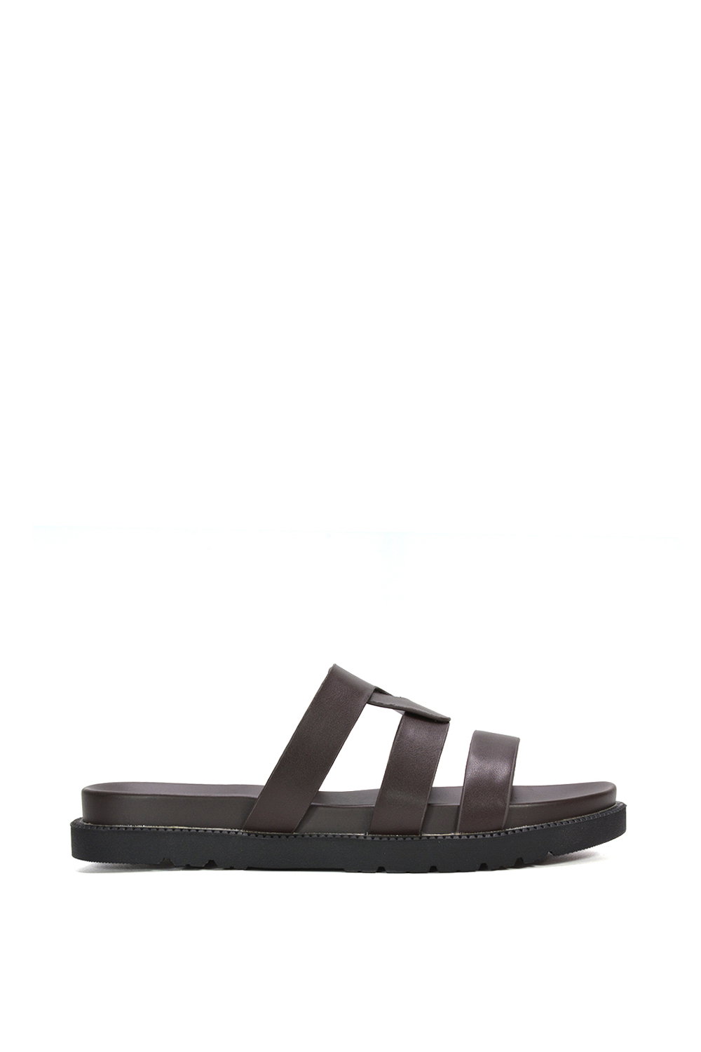 Black 'Aurelia' Flat Slider Sandals With Comfortable Footbed