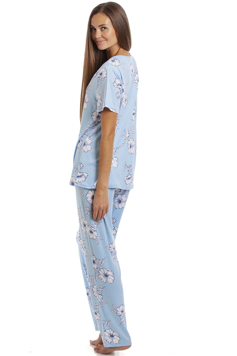 Blue Camille Lingerie Blue Spandex Full Length Pyjama Set, Image 3 of 5