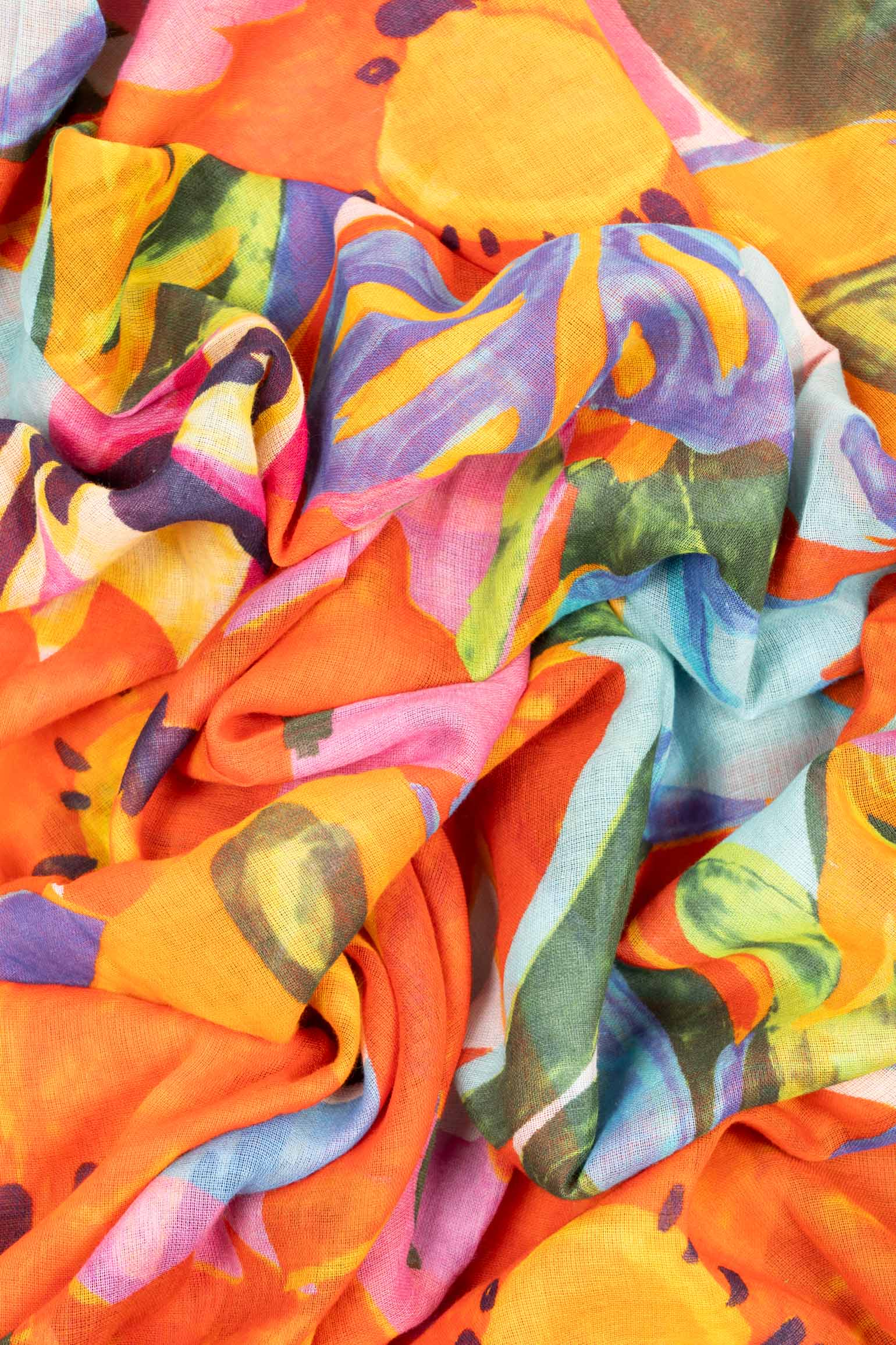 Multi Sarta Multi Bold Floral Cotton Lightweight Scarf, Image 4 of 4
