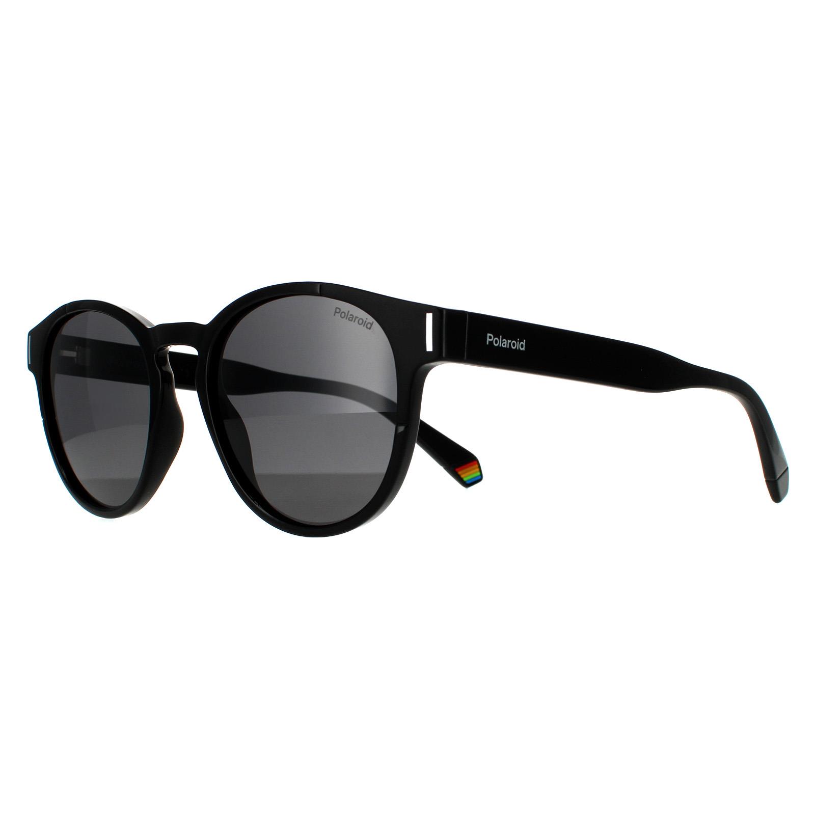Black Polaroid Black Round Black Grey Polarized Sunglasses, Image 2 of 4