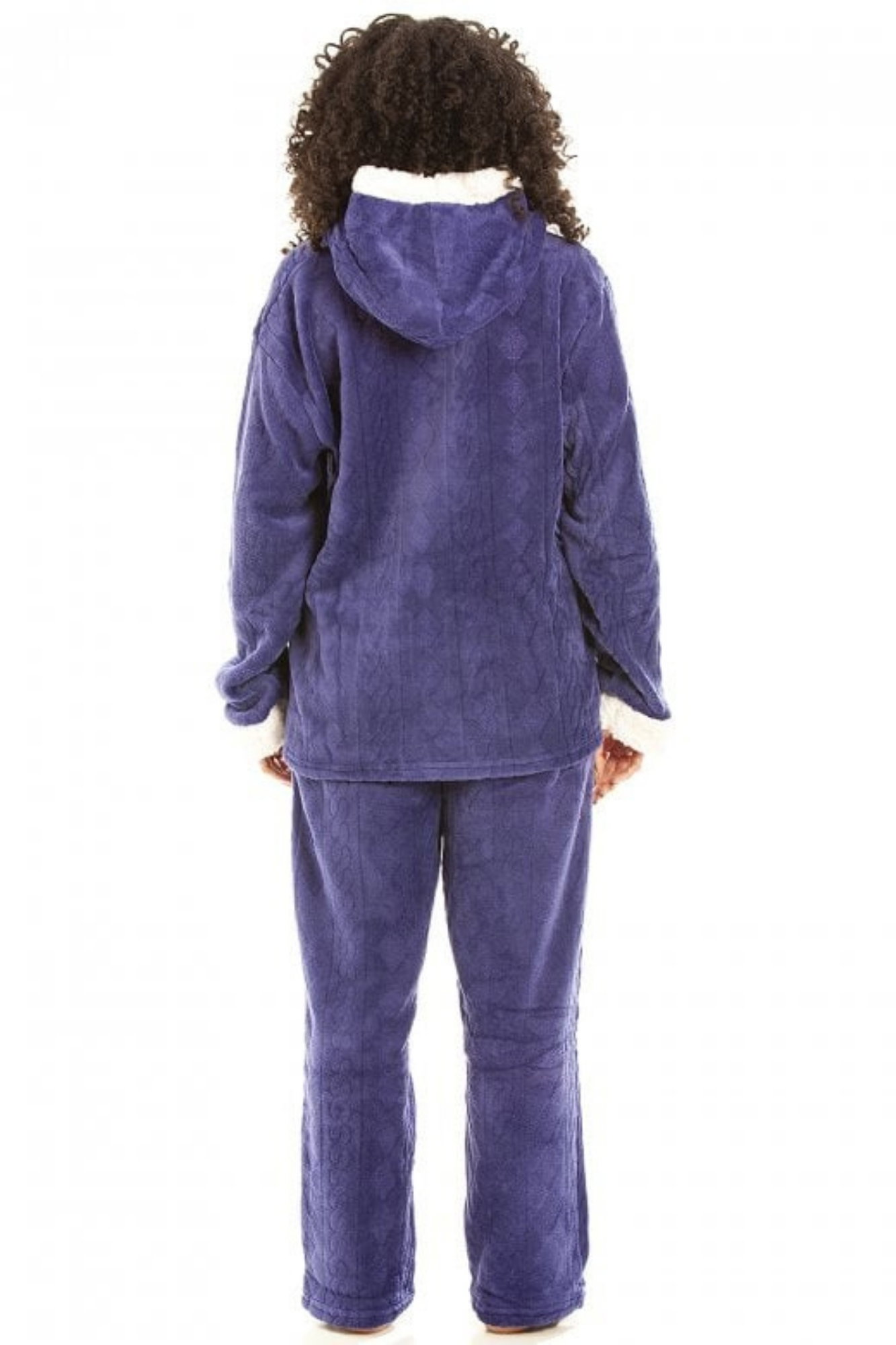 Navy Camille Lingerie Navy Supersoft Hooded Pyjama Set, Image 3 of 5