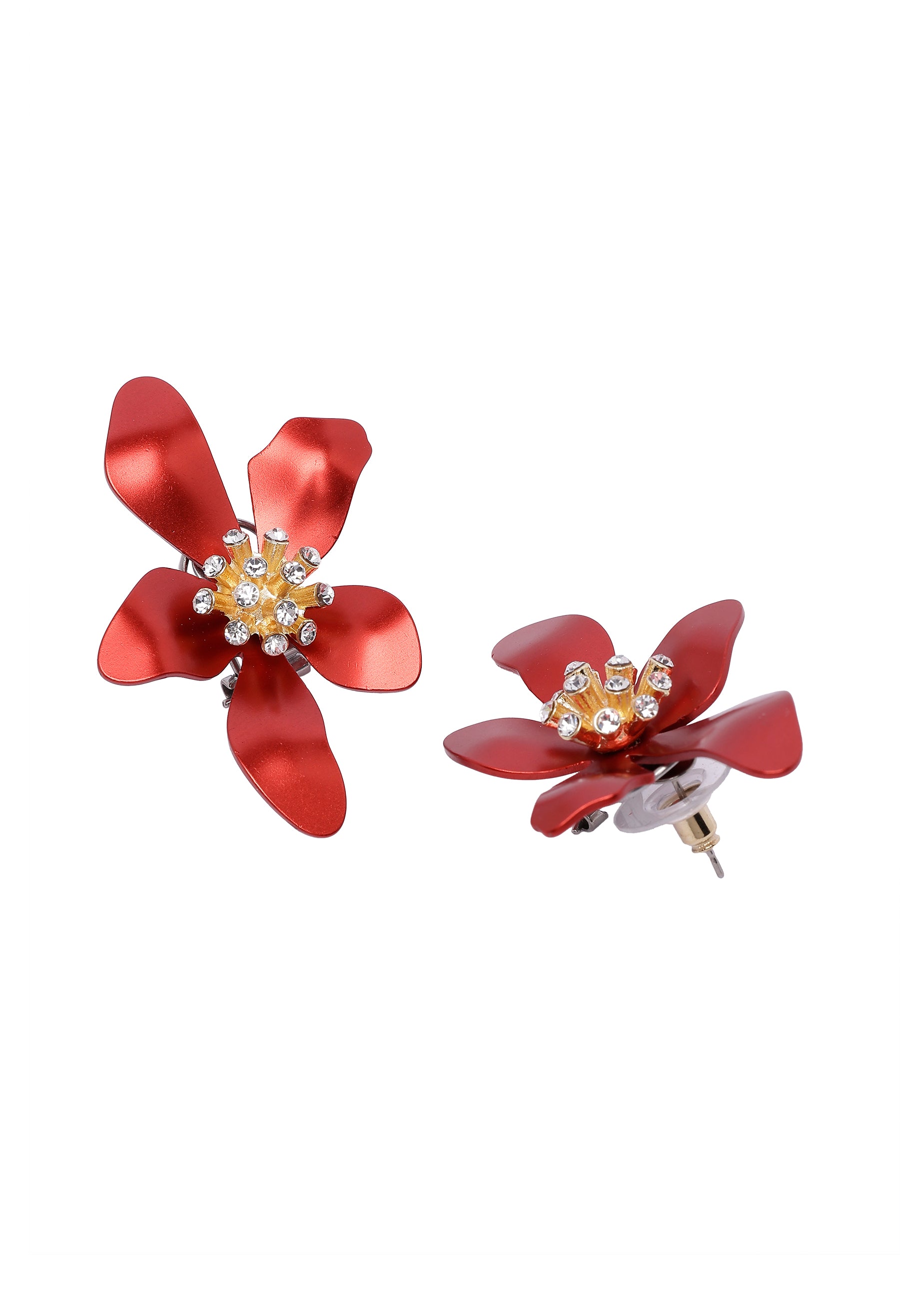 Red AVANT-GARDE PARIS Red Floral Stud Earrings, Image 3 of 5