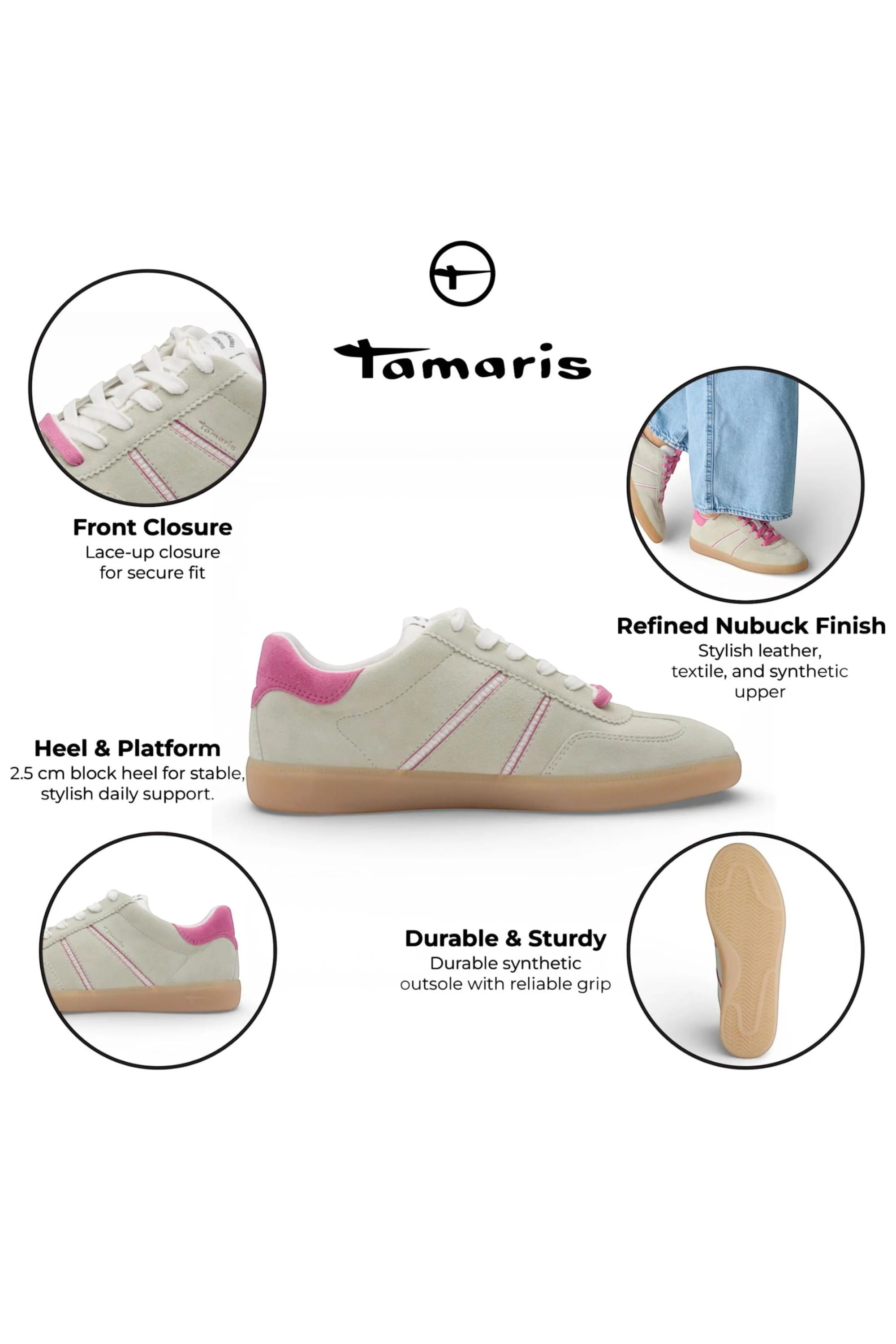 Green Womens Green Pink Leather Sneakers, Image 2 of 8