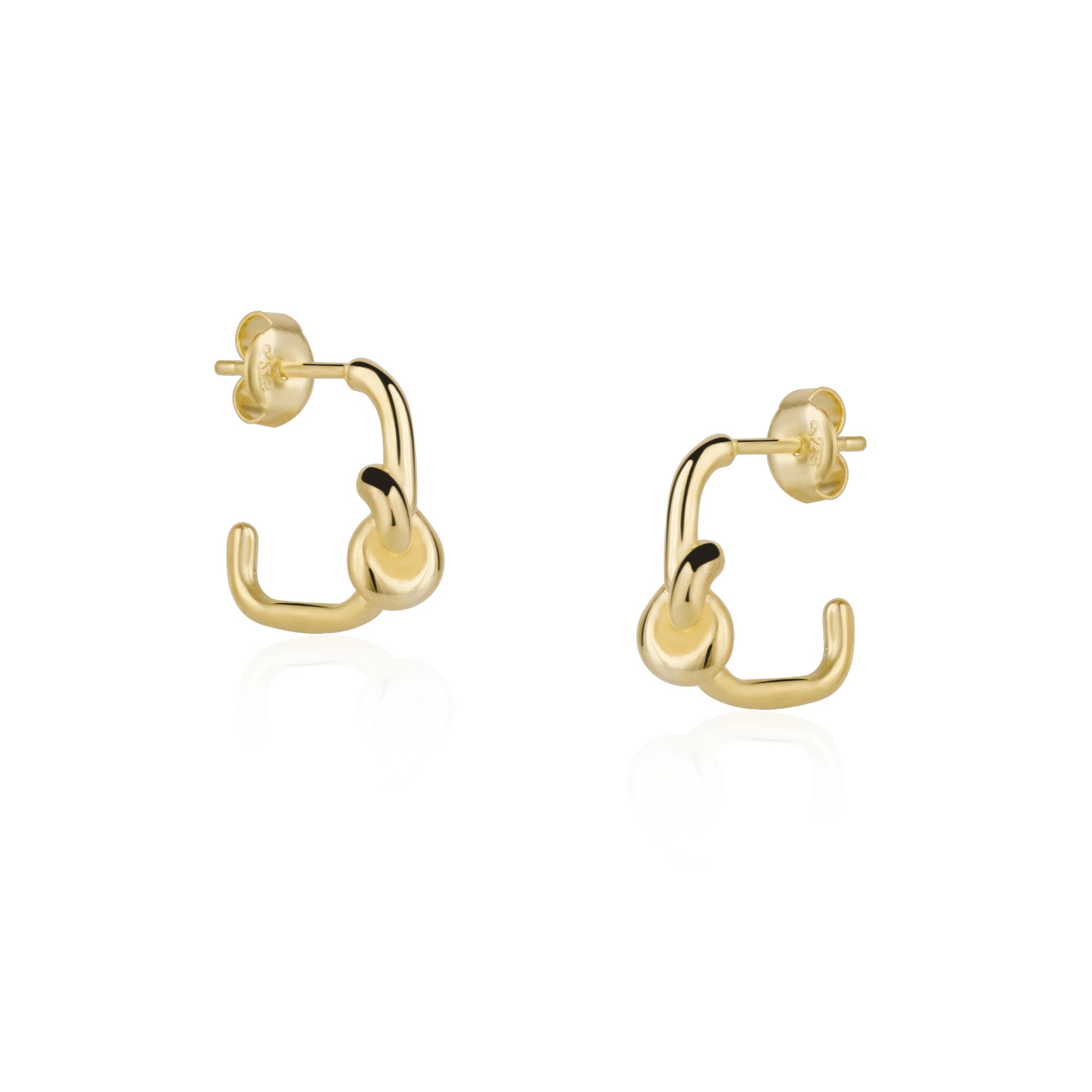 Gold Semi Hoop Knot Sterling Silver Earring, Image 1 of 4
