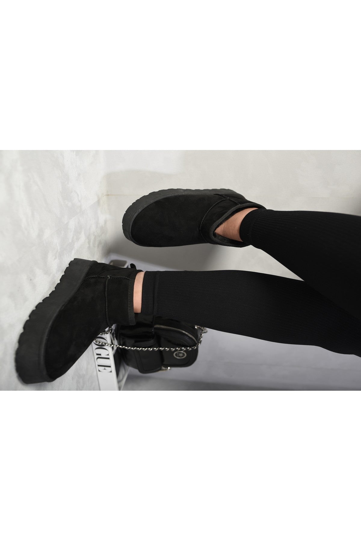 Black Jazlyn Faux Fur Lined Ankle Platform Mini Boots, Image 4 of 6