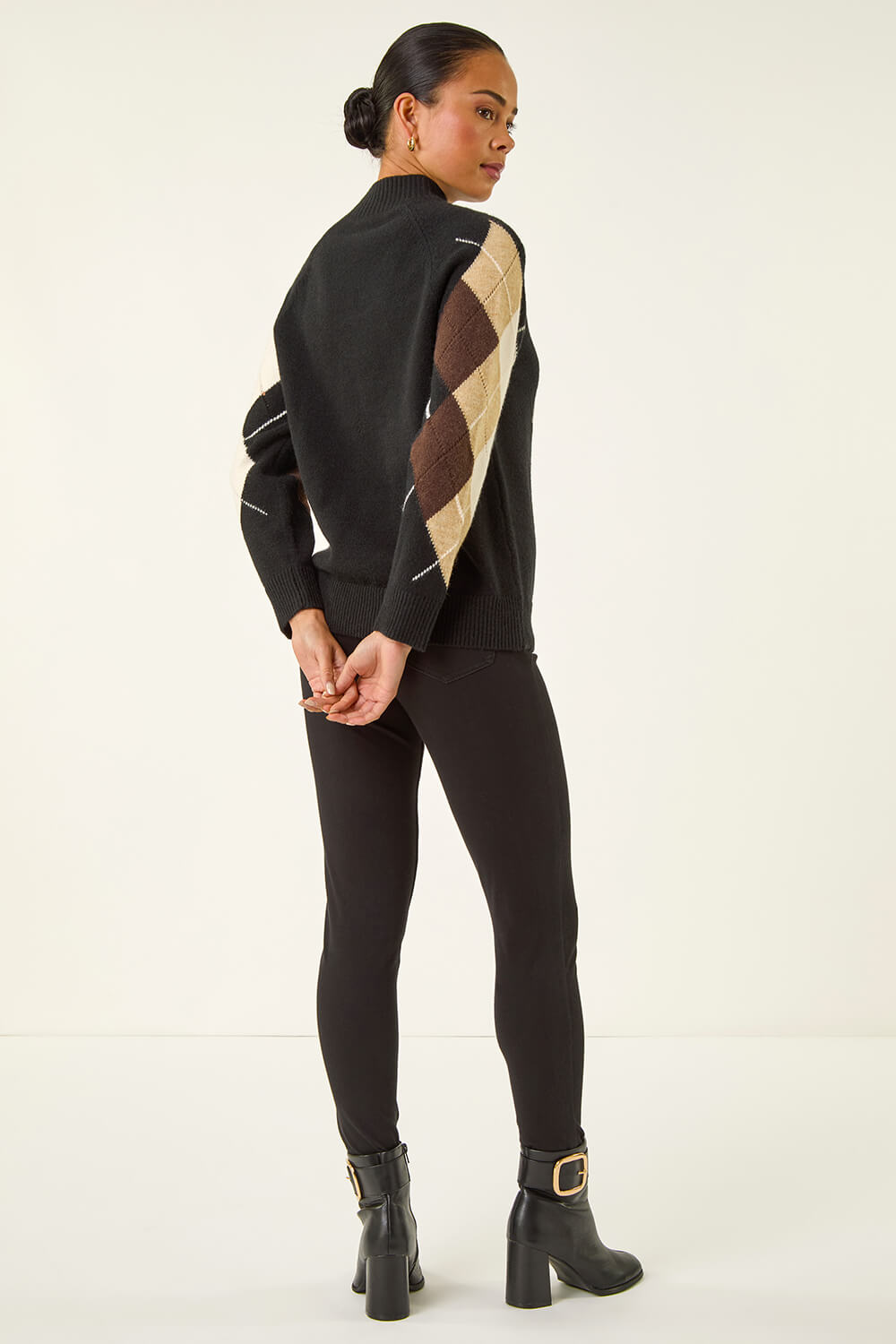 Black Petite Agryle Knit Jumper, Image 4 of 5