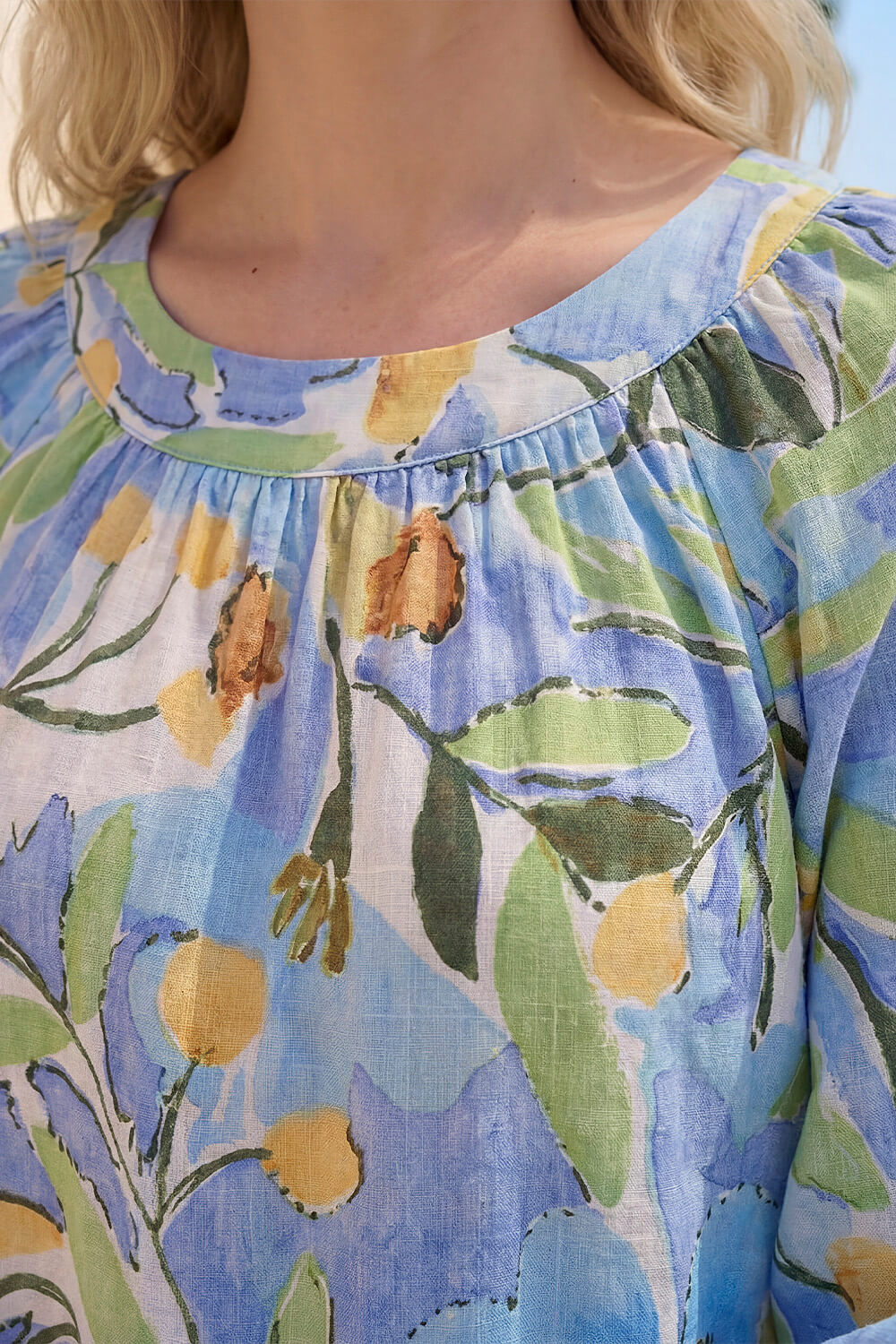 Blue Leaf Print Tunic Top, Image 5 of 4