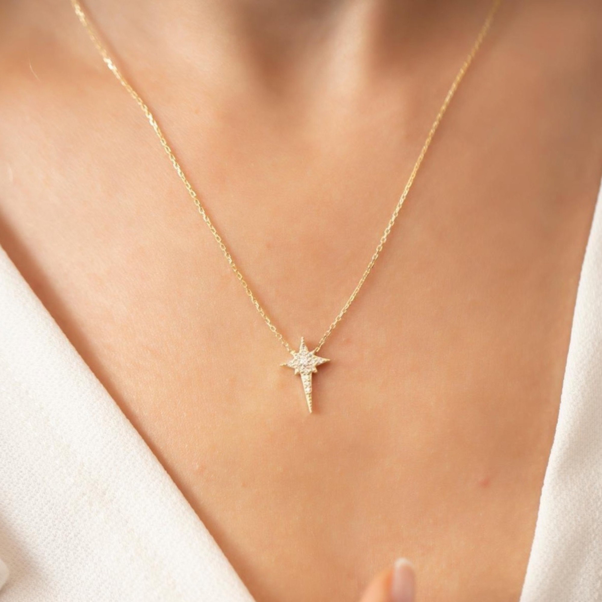 Gold Northern Star Polaris Sterling Silver Necklace, Image 2 of 5