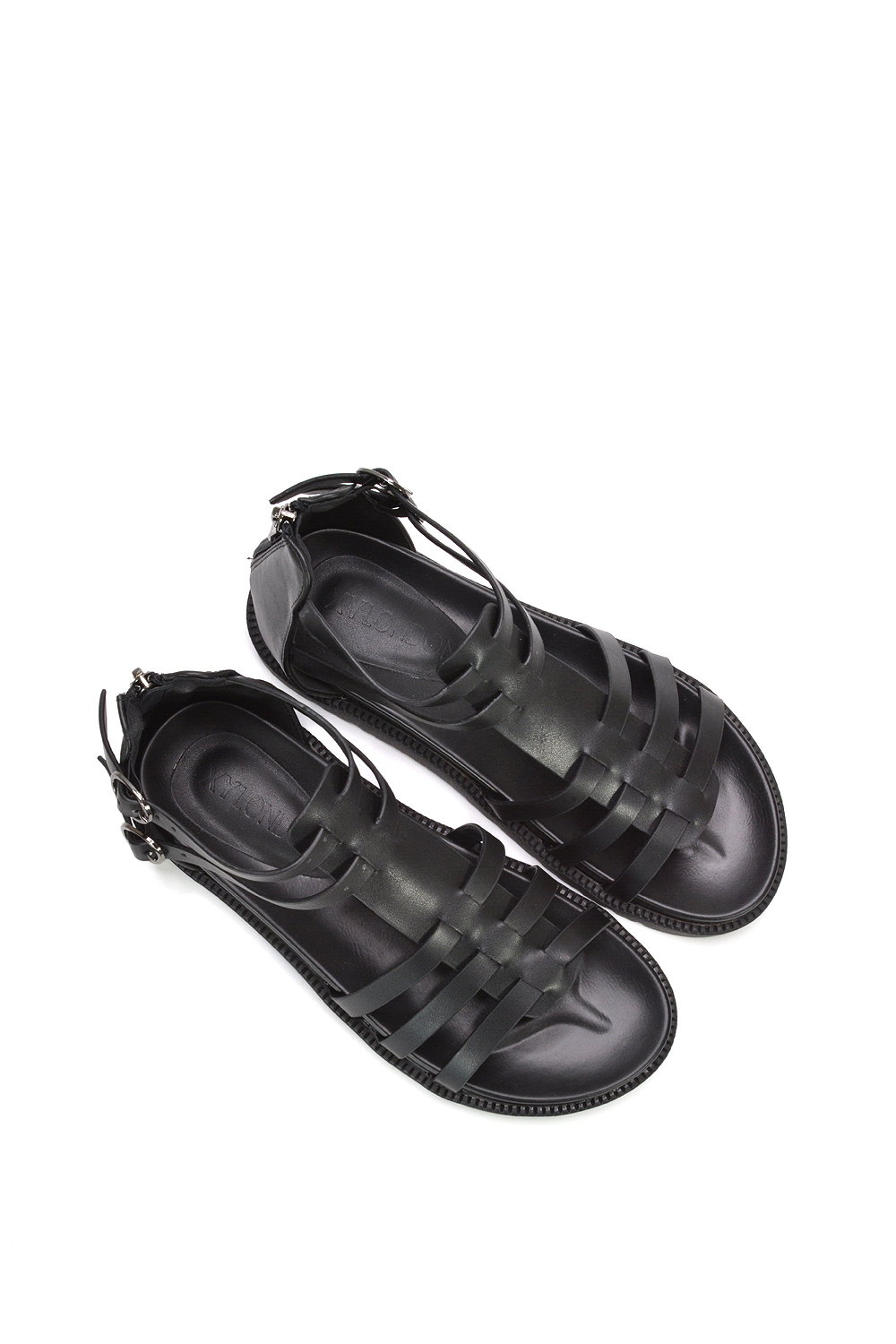 Black XY LONDON Black 'Haden' Flatform Gladiator Sandals With Chunky Sole, Image 6 of 6