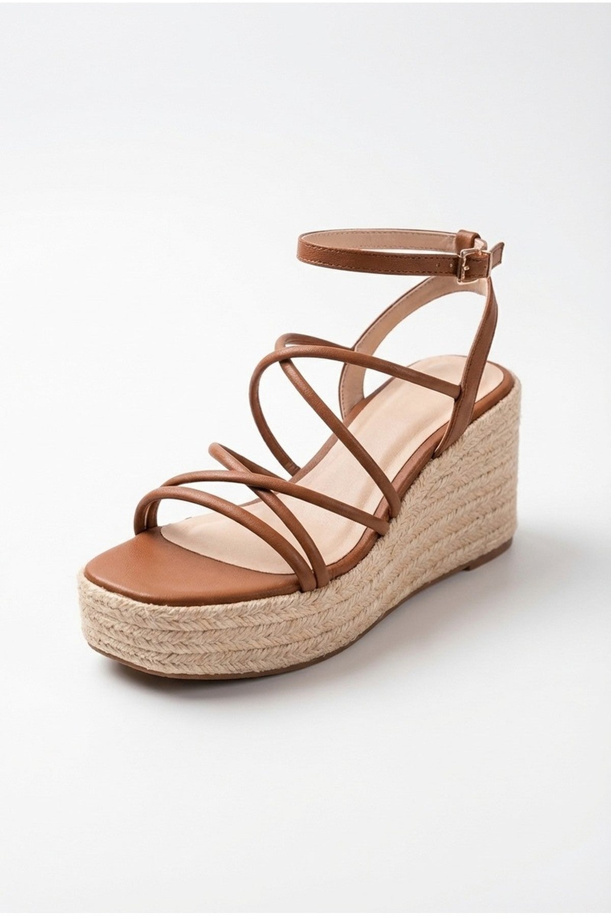 Tan iKrush Tan Olivia Womens Strappy Espadrille Platform Sandals, Image 8 of 8