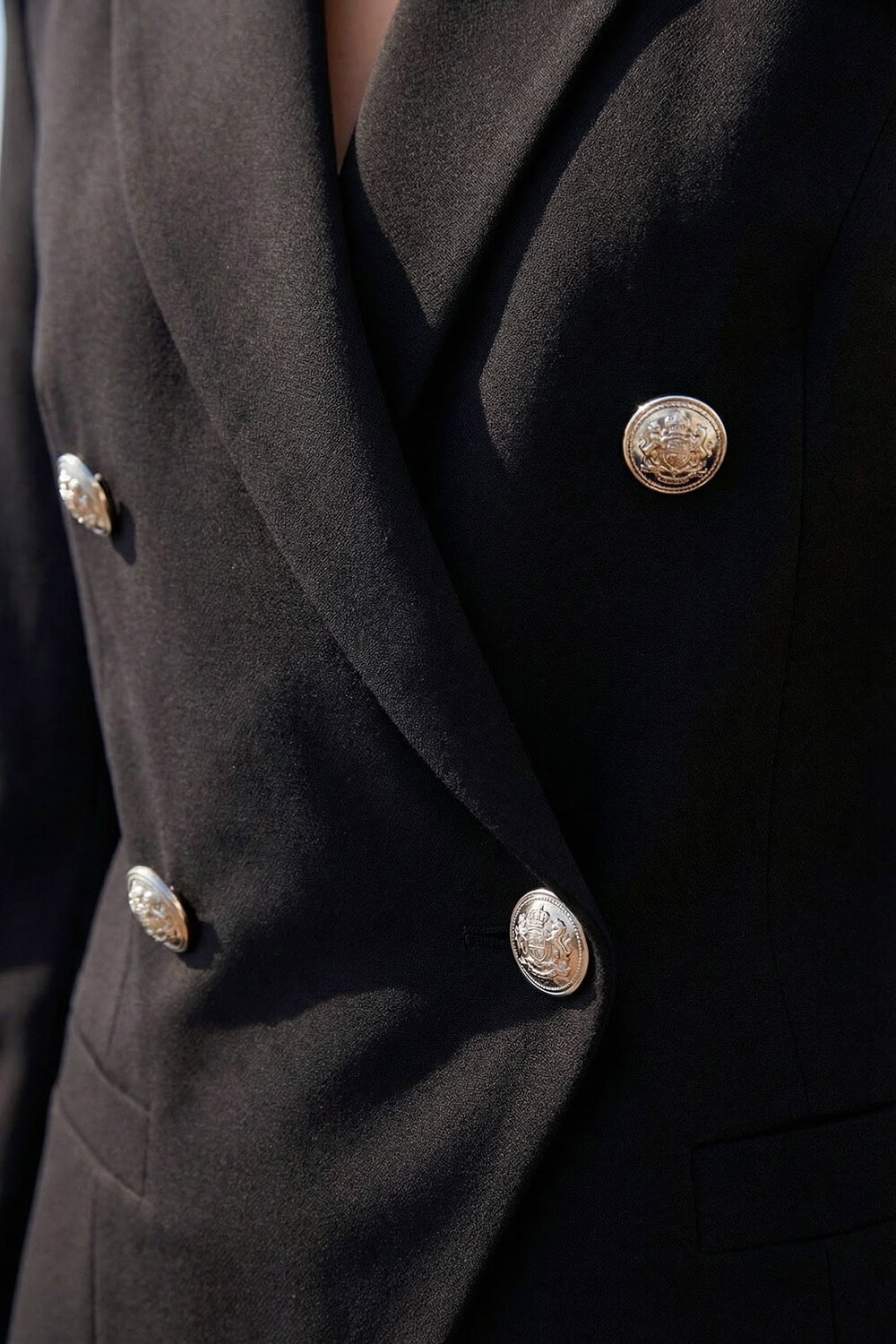 Black Petite Military Stretch Blazer, Image 5 of 4