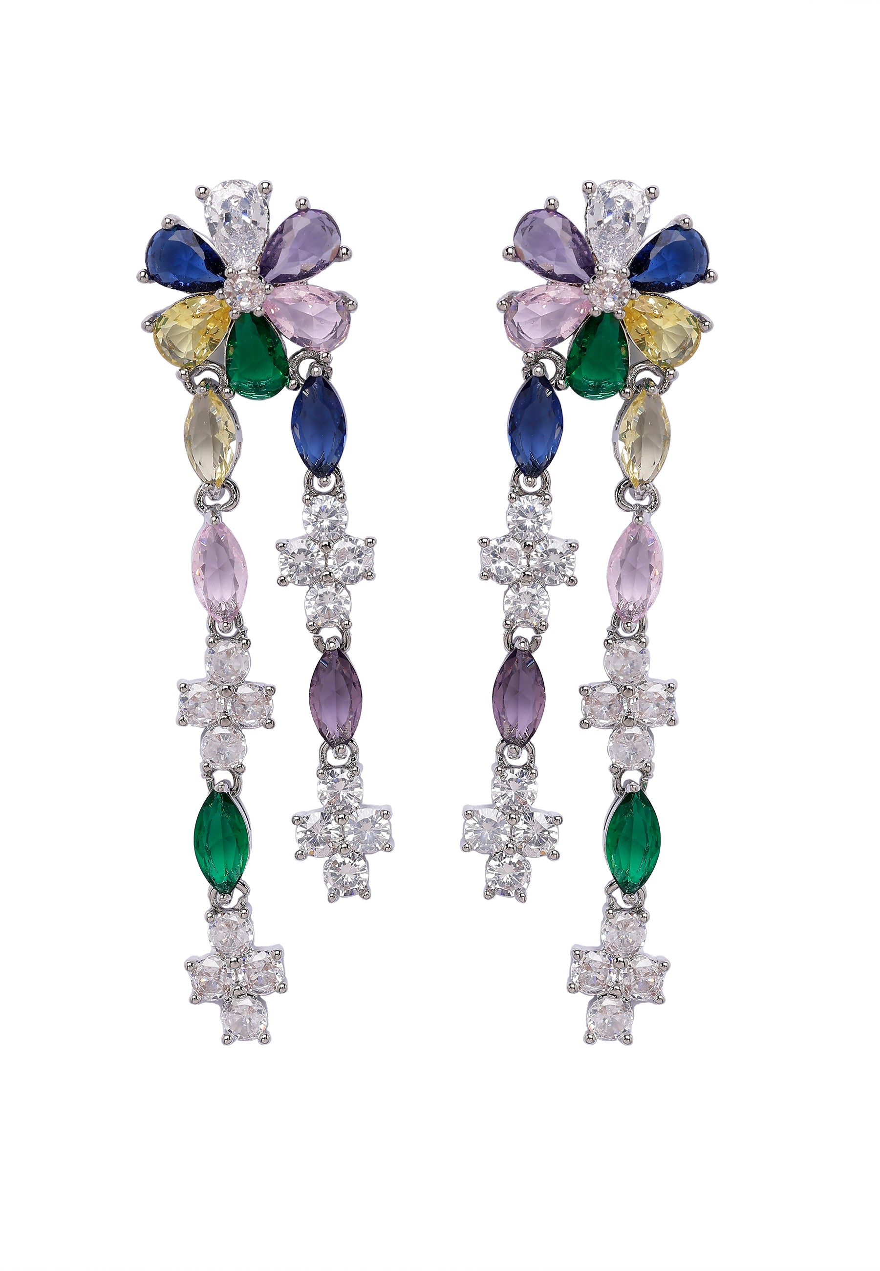 Multi Multi-Colored Floral Dangle Earrings