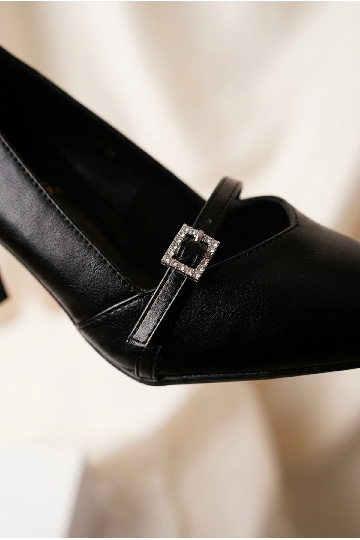 Black iKrush Black Theia Pointed Toe Embellished Strap Shoes, Image 3 of 5