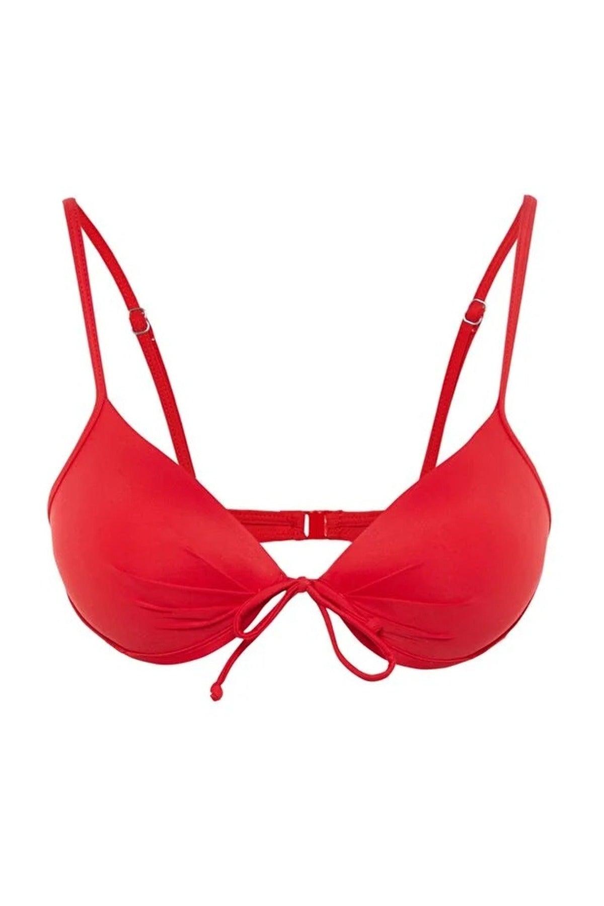 Red WOVCOR Red Bow Detail Padded Balconette Bikini Top, Image 3 of 5