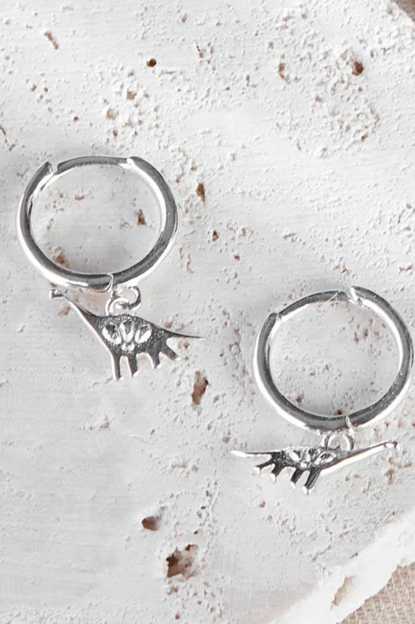 Silver Sterling Silver Brontosaurus Hoops, Image 3 of 3