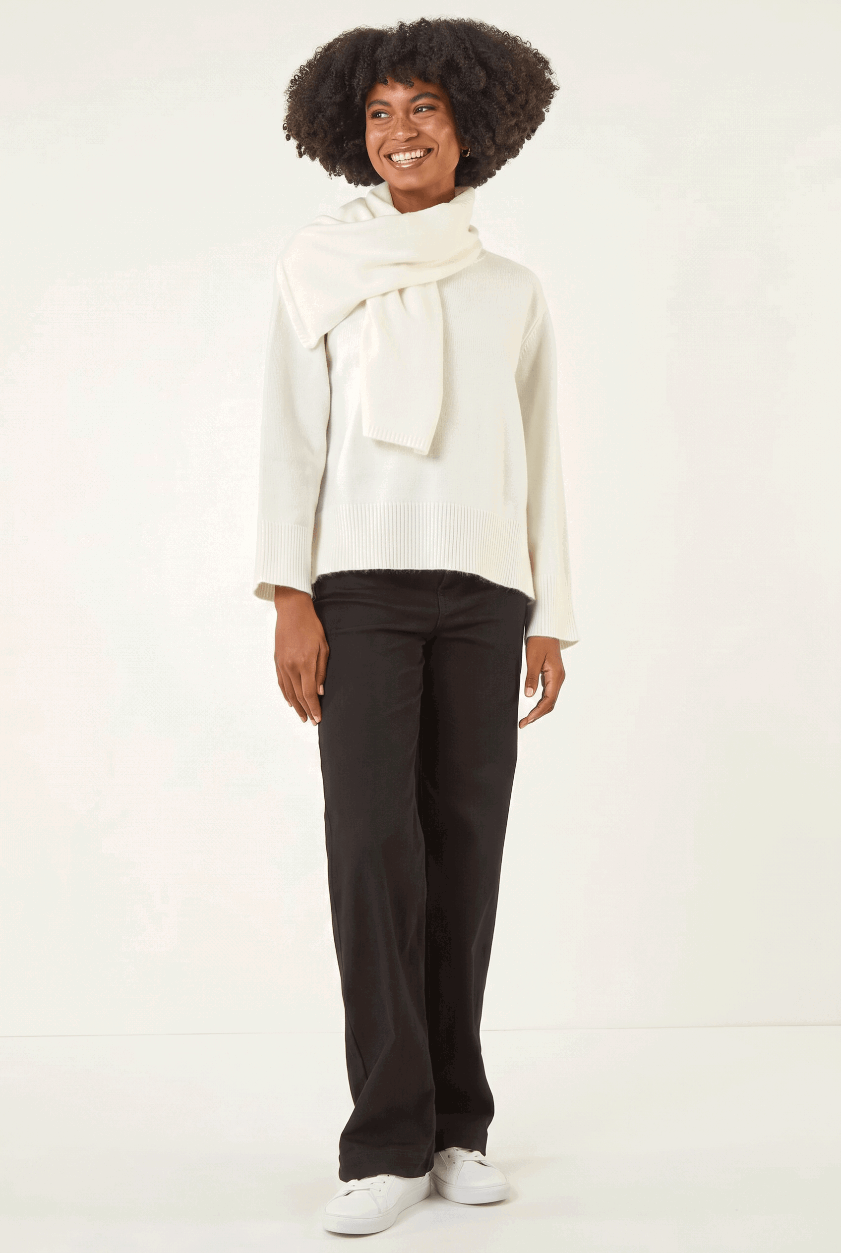 Ivory Wrap Neck Knit Jumper, Image 4 of 6