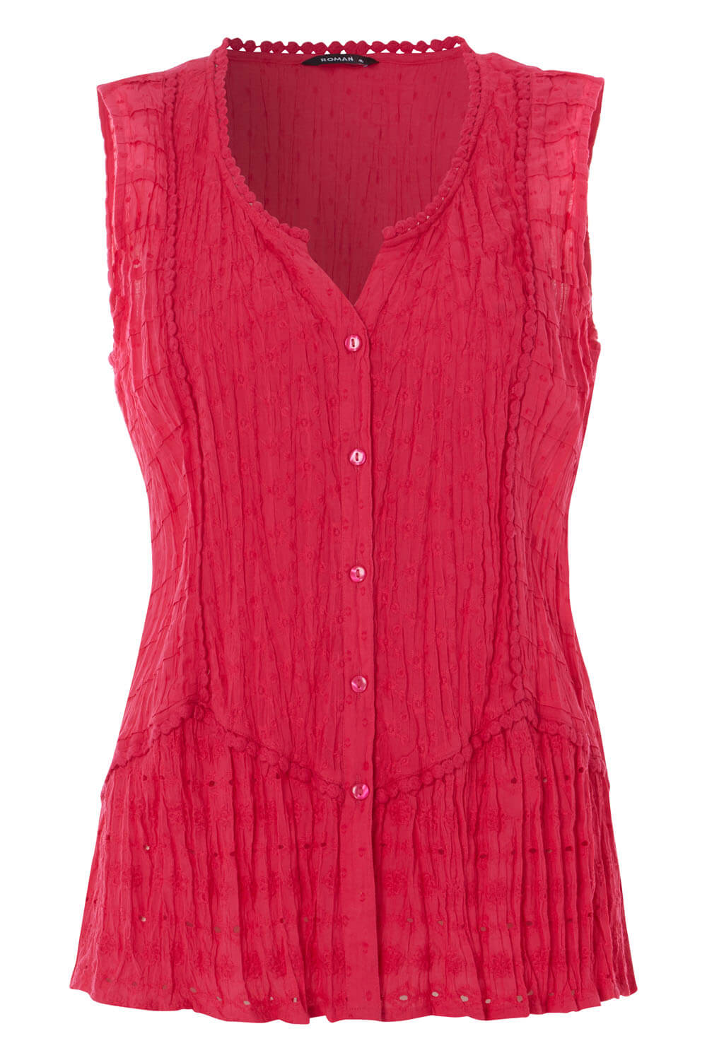 Pink Sleeveless Crinkle Blouse, Image 5 of 8