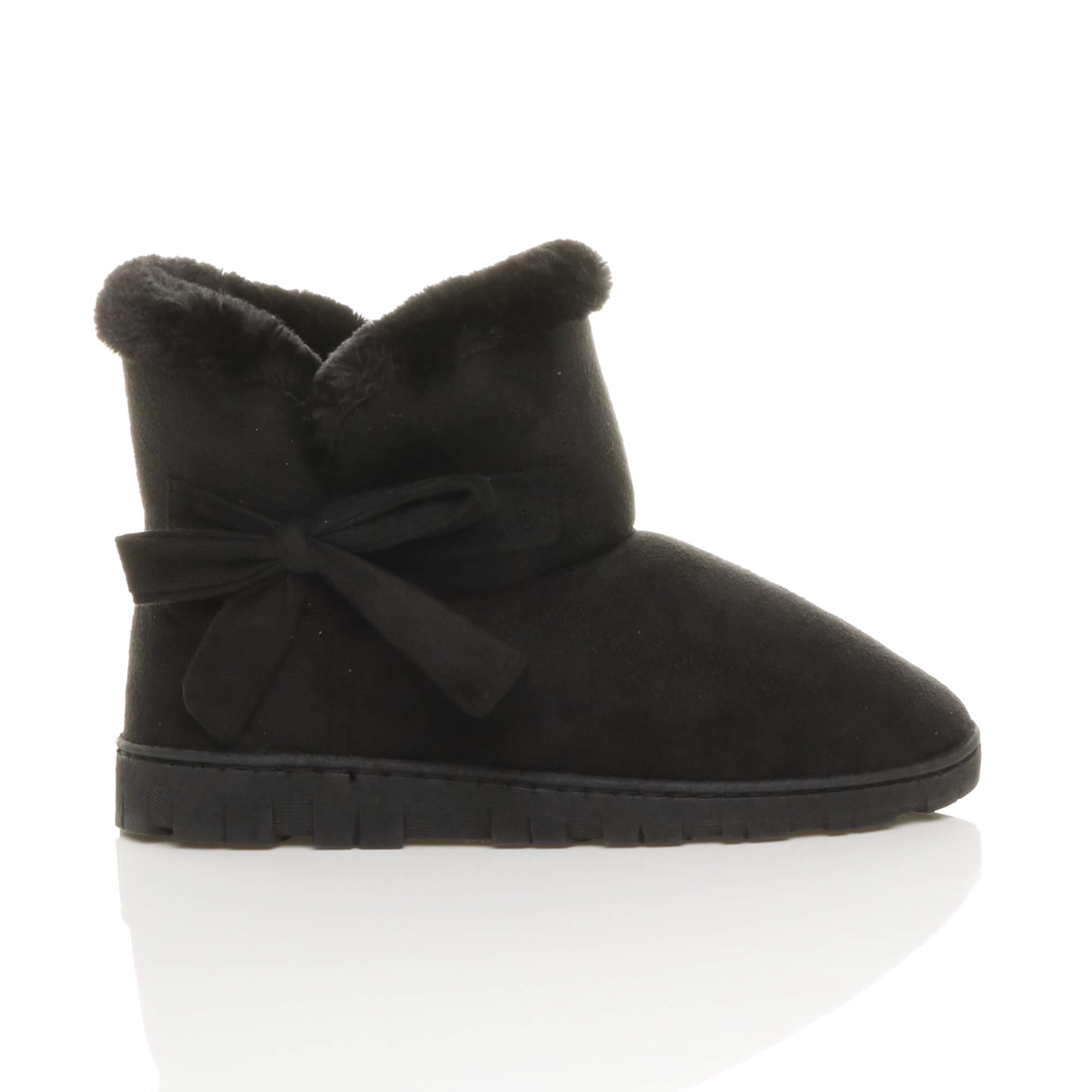 Black Faux Fur Lined Ankle Boots Slippers, Image 2 of 6