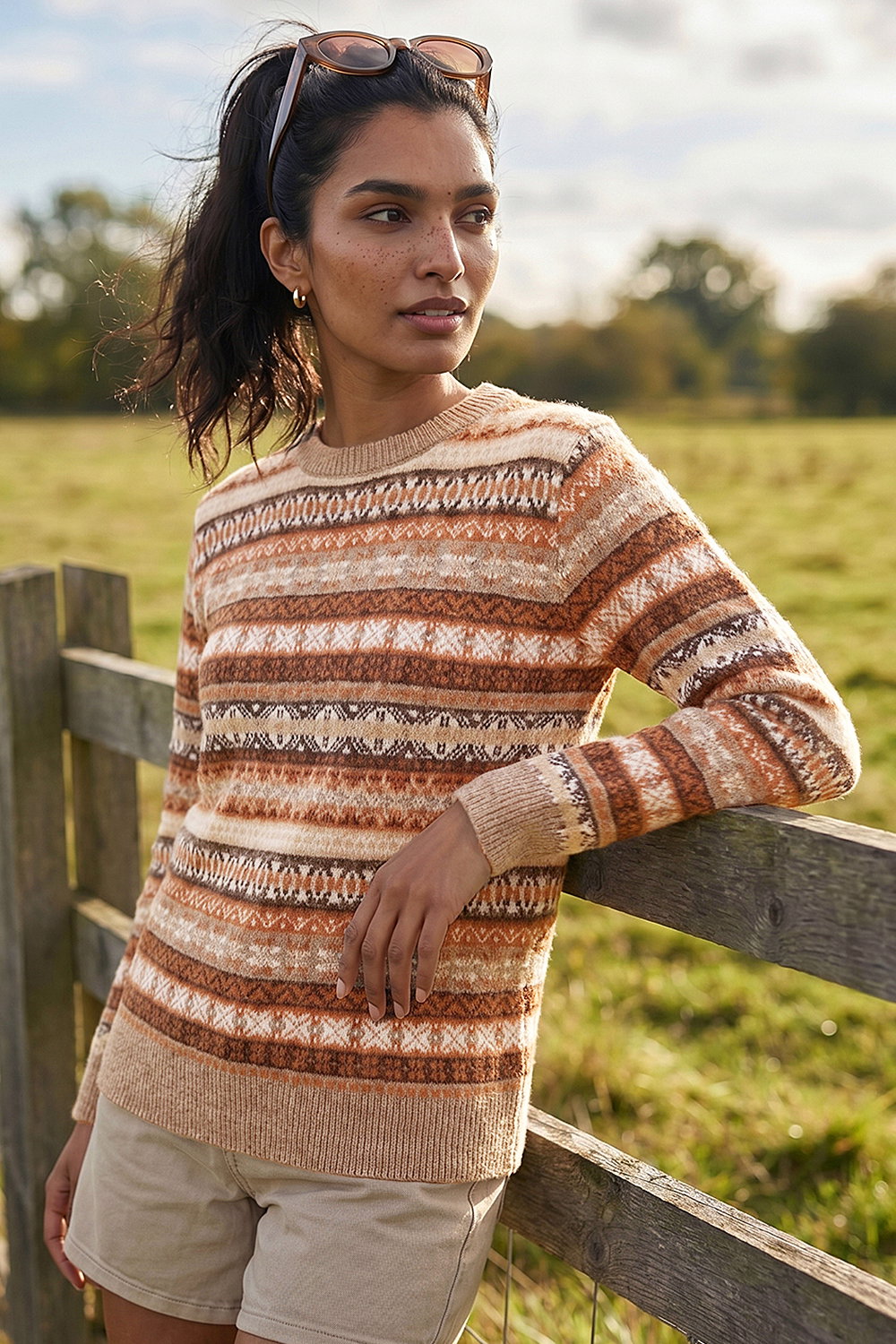 Rust Fairisle Soft Knit Jumper, Image 1 of 4