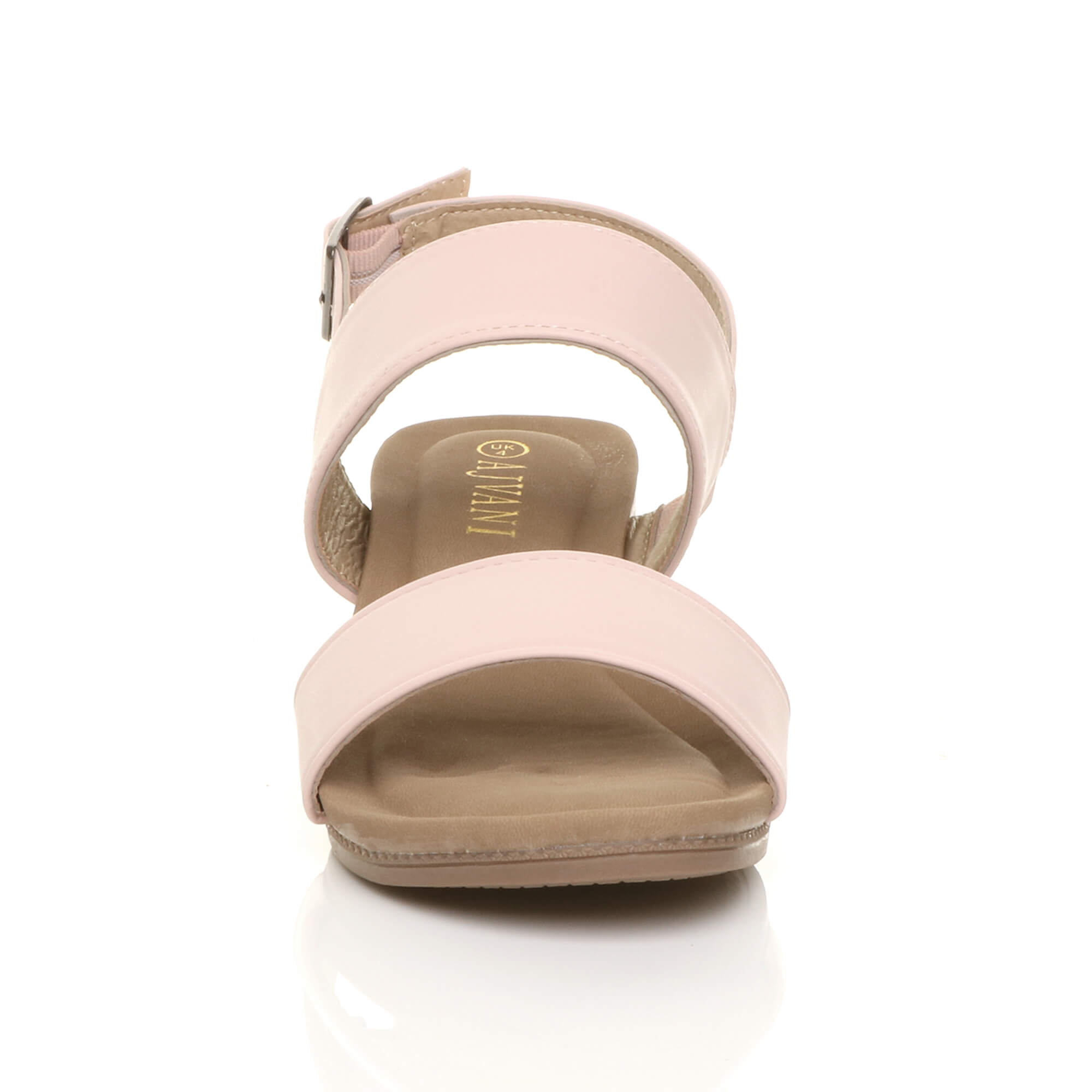 Natural AJVANI Natural Mid Wedge Heel Strappy Slingback Sandals, Image 6 of 6